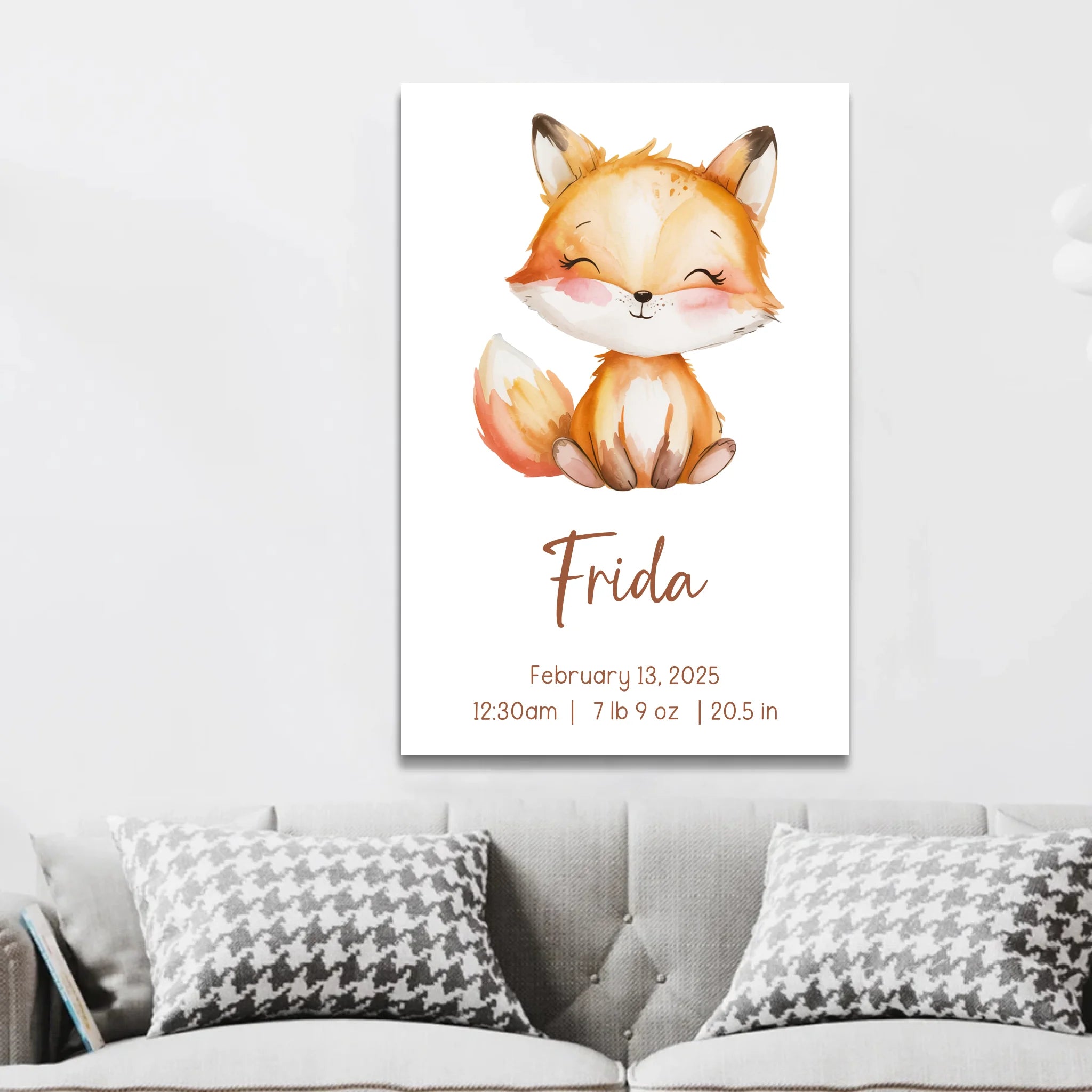 Personalized Canvas – Birth Gift With Animal Motif