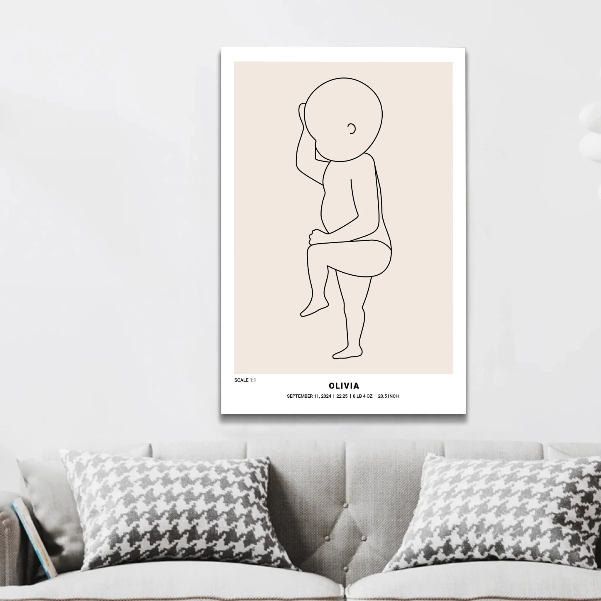 Personalized Canvas – Baby Birth Line Art