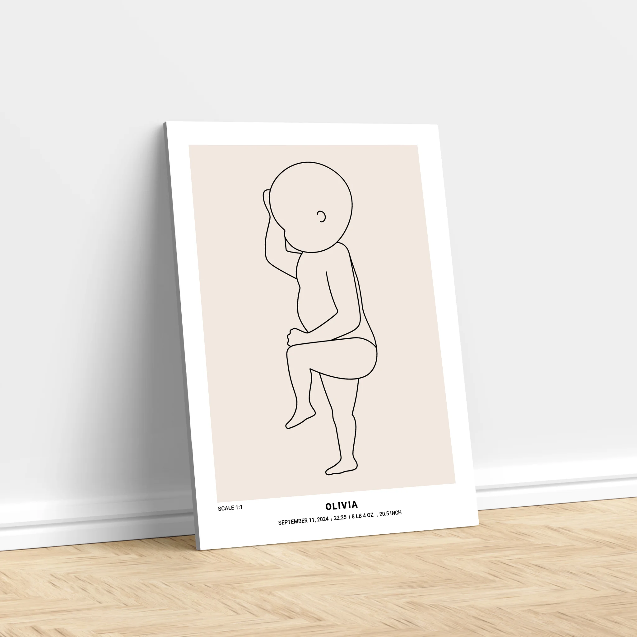 Personalized Canvas – Baby Birth Line Art
