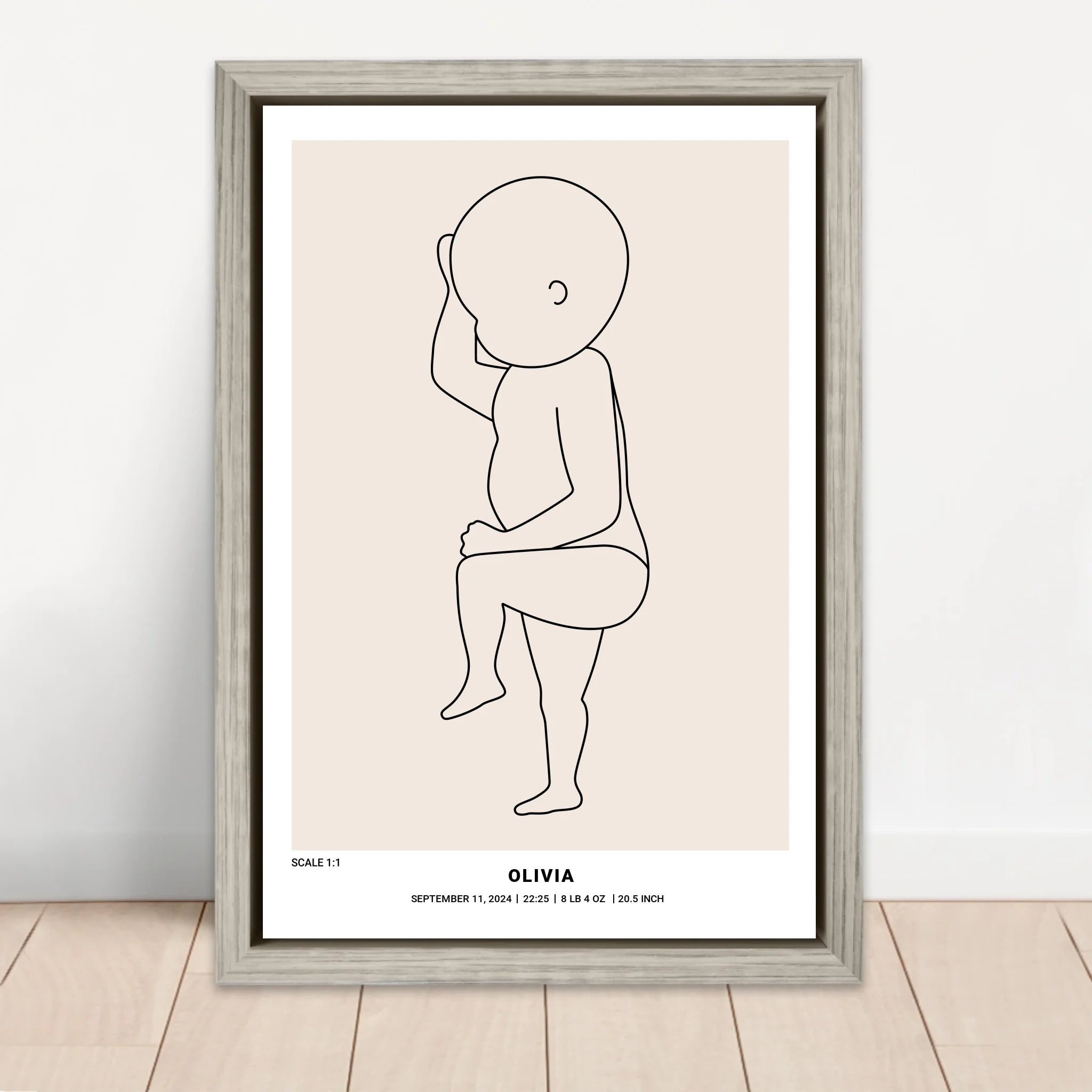 Personalized Canvas – Baby Birth Line Art