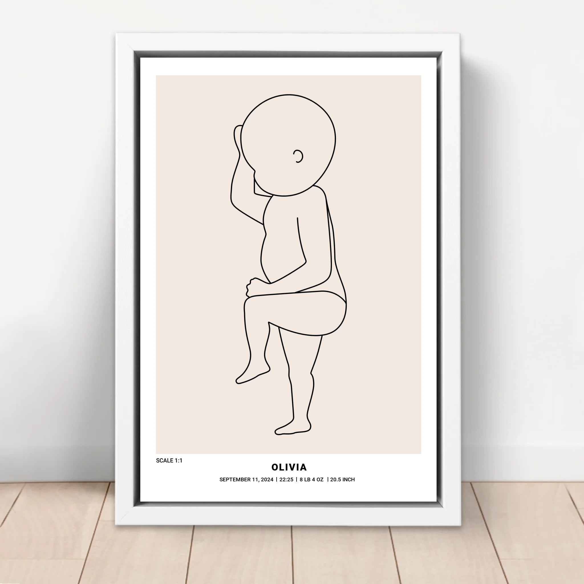 Personalized Canvas – Baby Birth Line Art