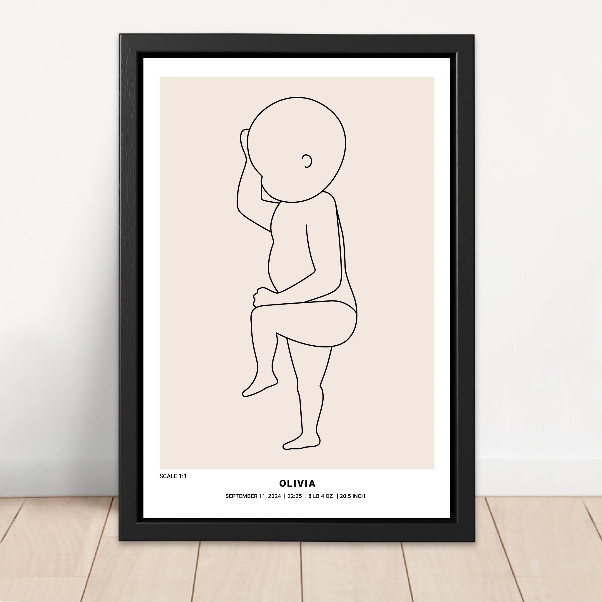 Personalized Canvas – Baby Birth Line Art