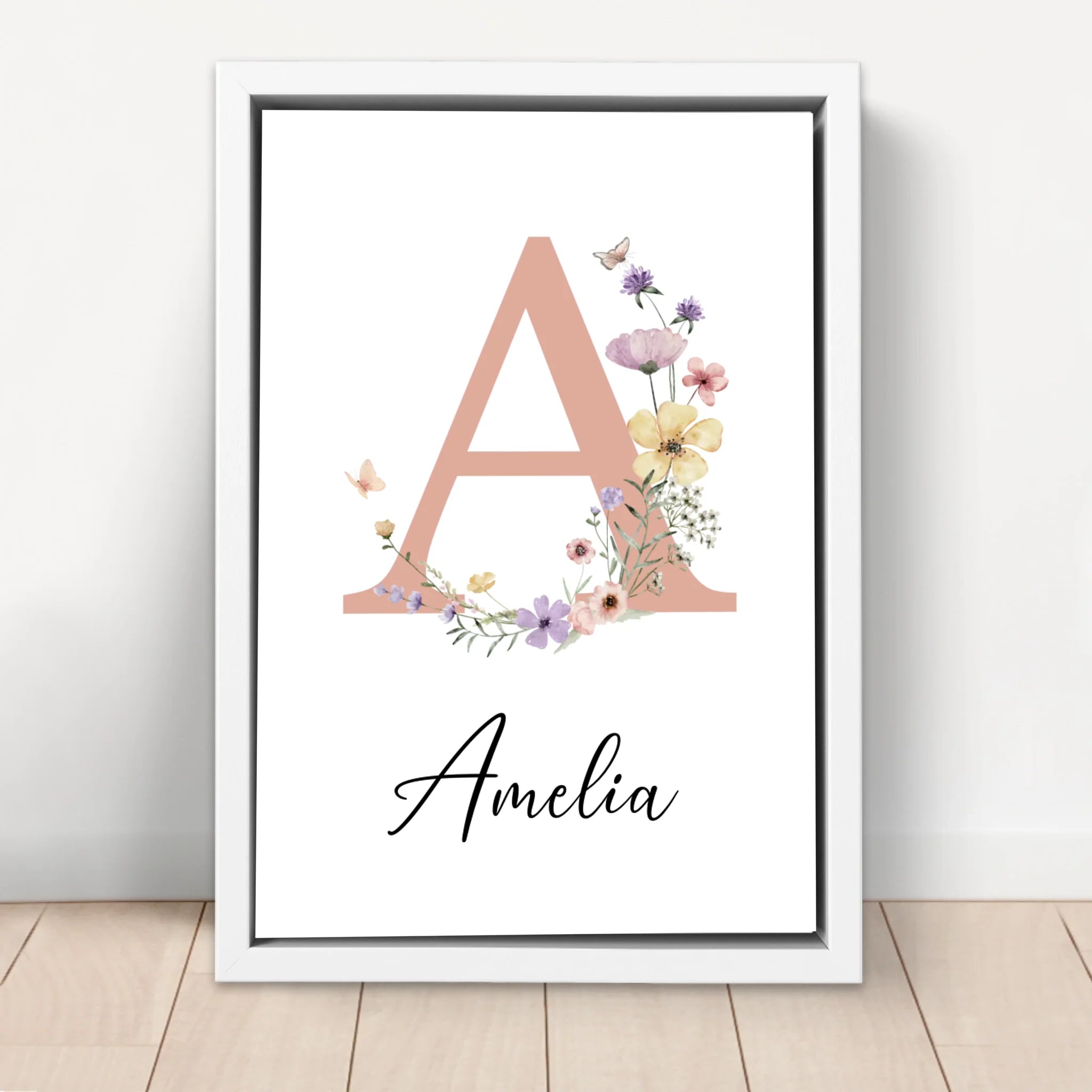 Personalized Canvas – Baby Floral Initial Name Sign