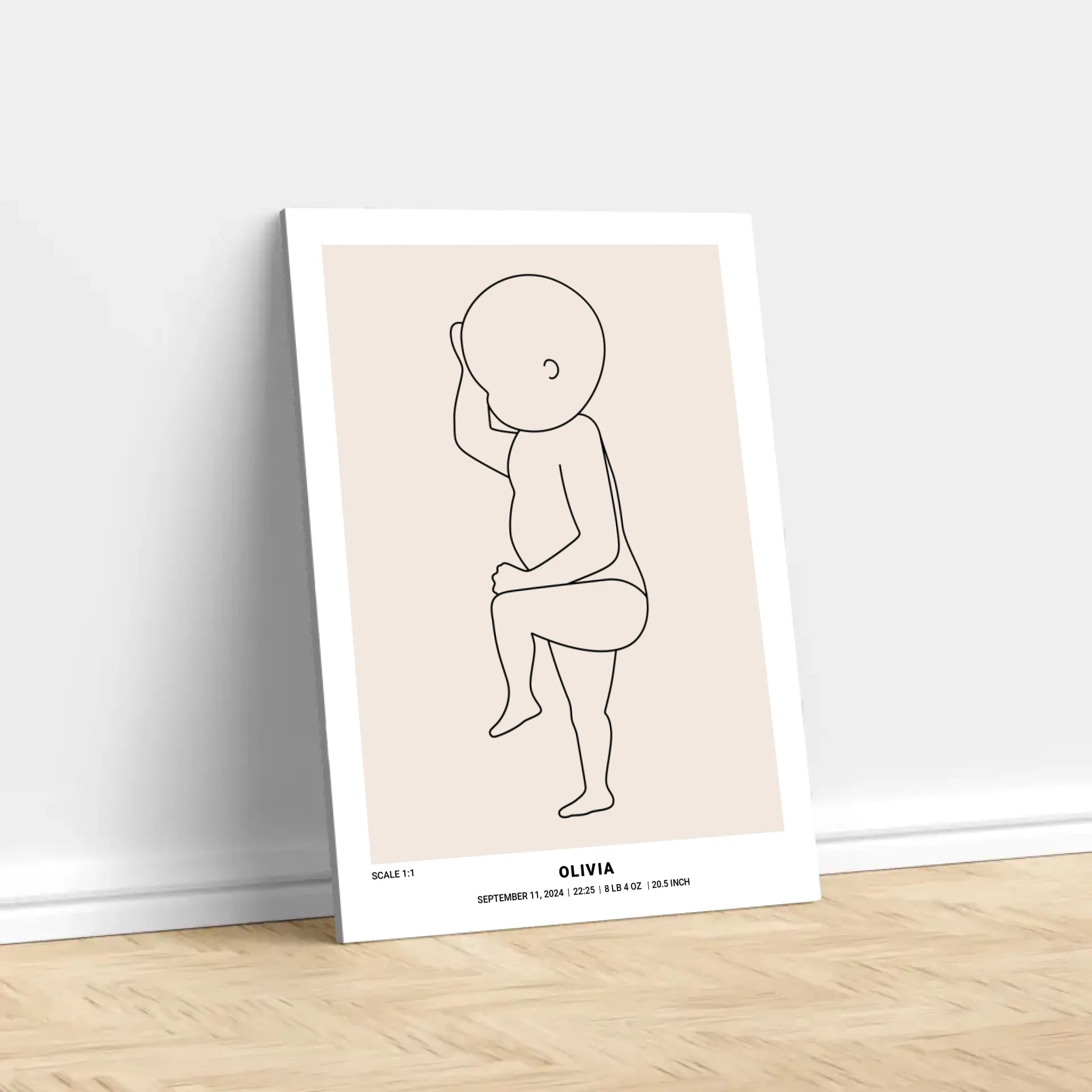 Personalized Canvas – Baby Birth Line Art