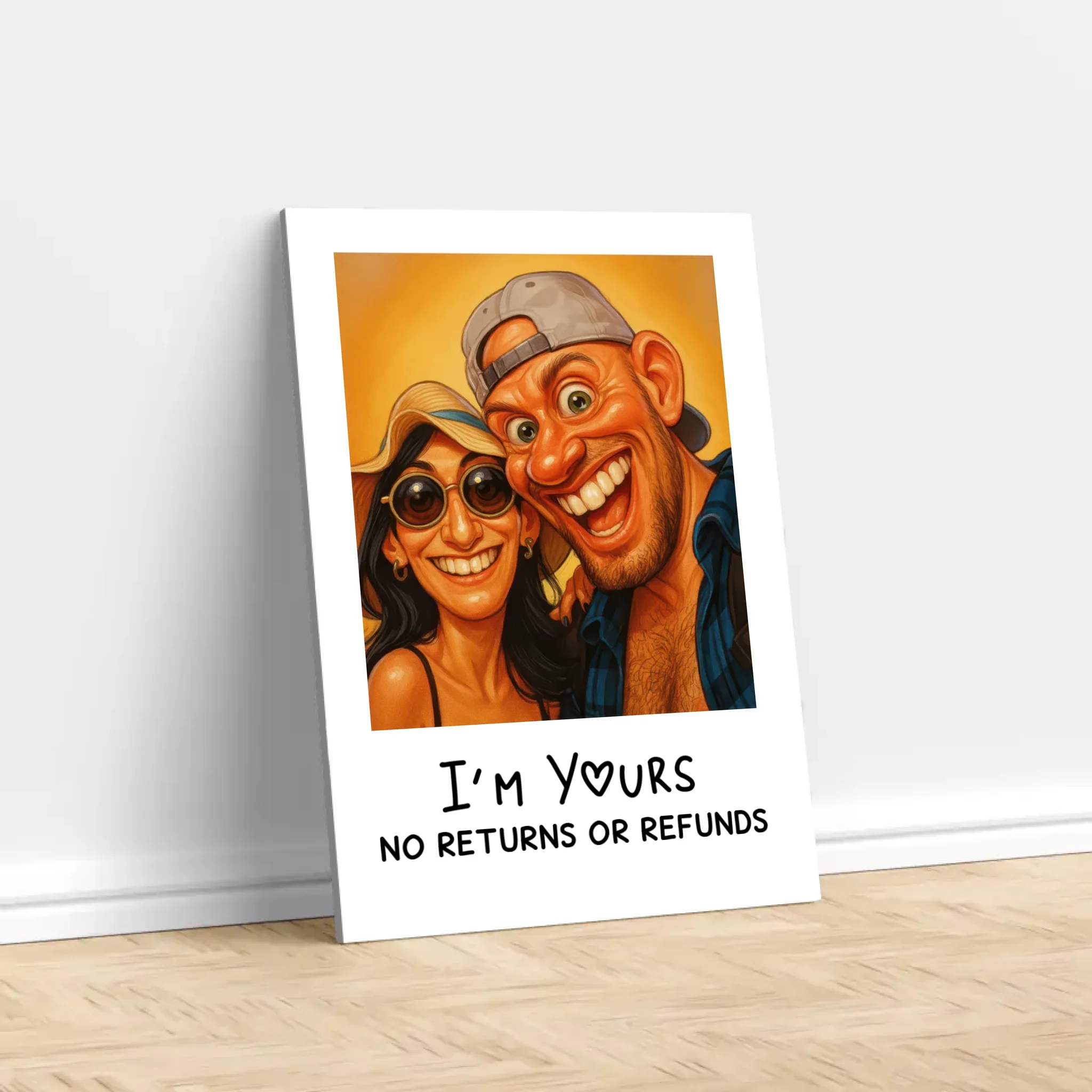 Personalized Canvas – Funny Couple Caricature Photo