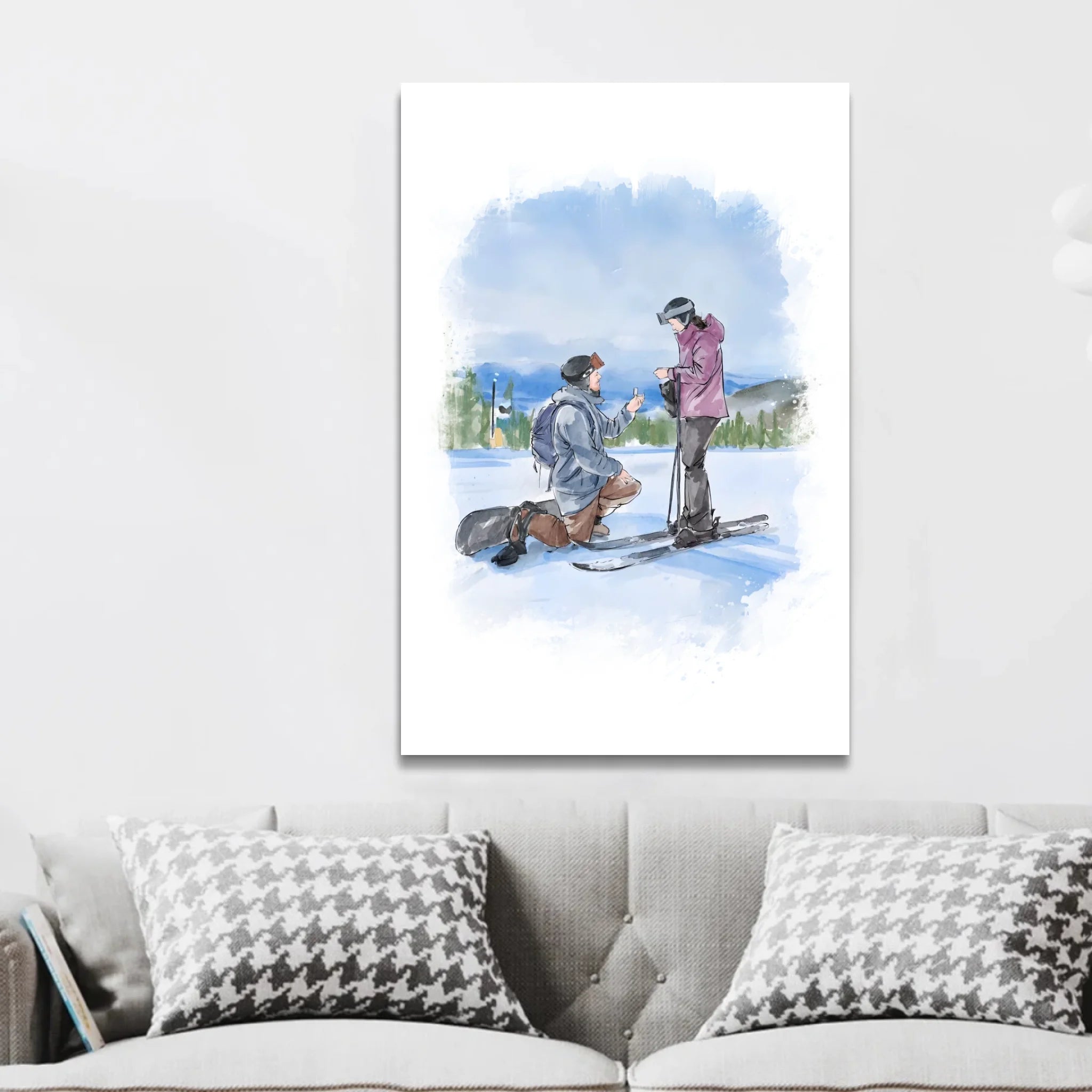 Personalized Canvas – Couple Watercolor Art From Photo