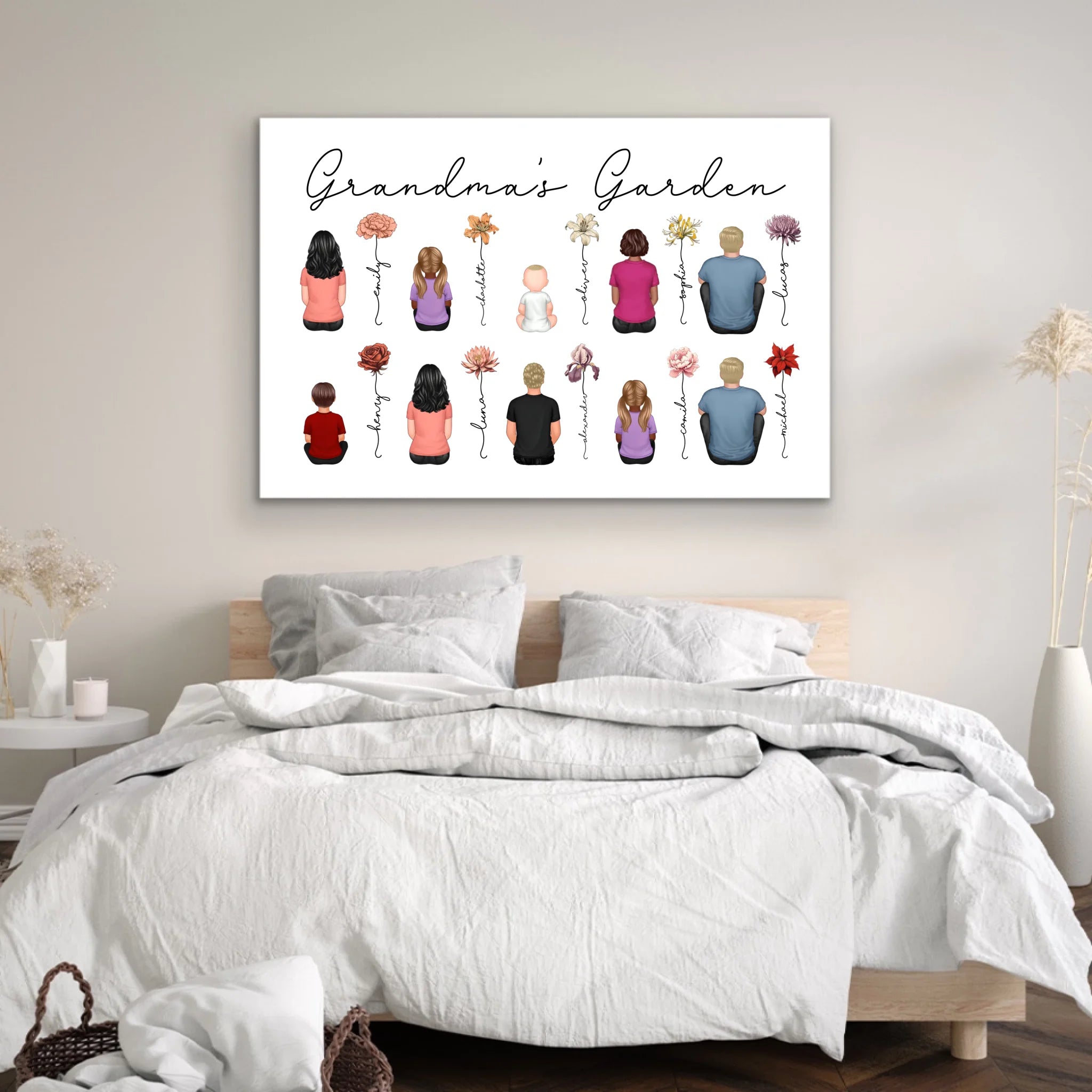 Personalized Canvas – Vintage Birth Month Flowers Garden