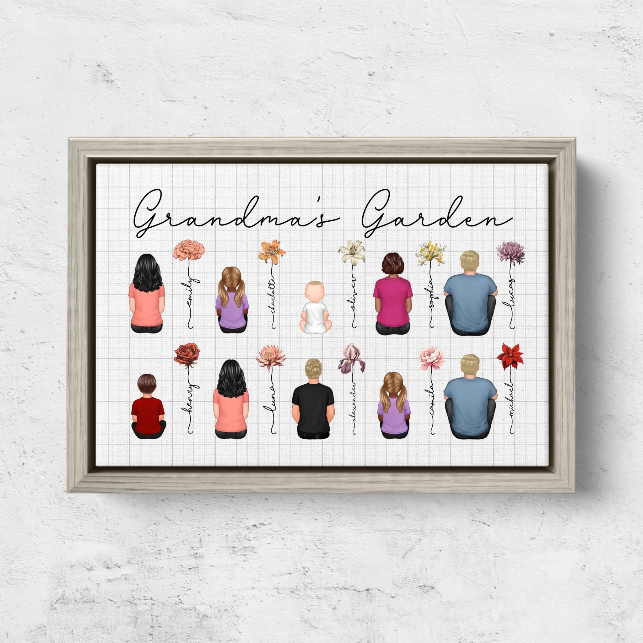 Personalized Canvas – Vintage Birth Month Flowers Garden