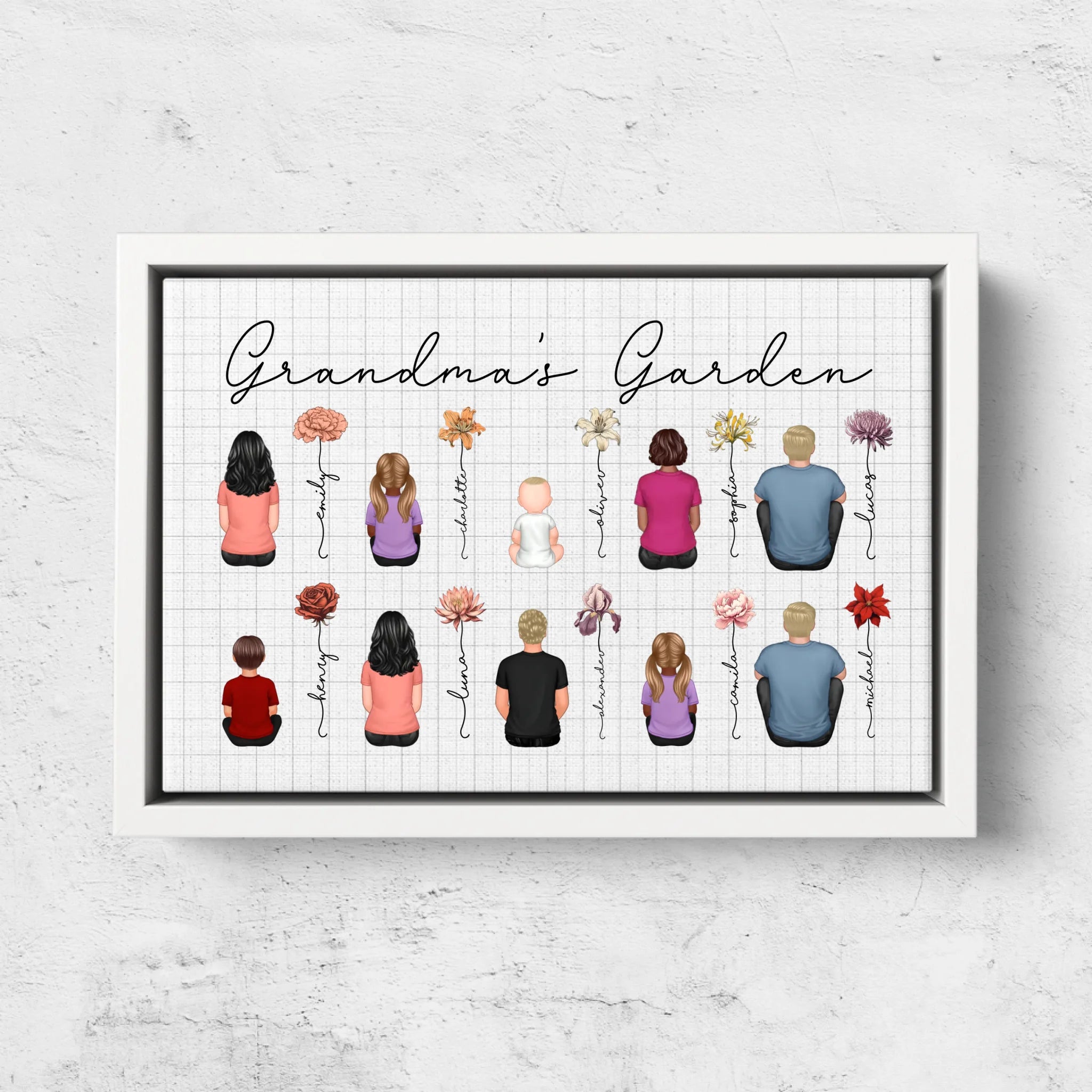 Personalized Canvas – Vintage Birth Month Flowers Garden