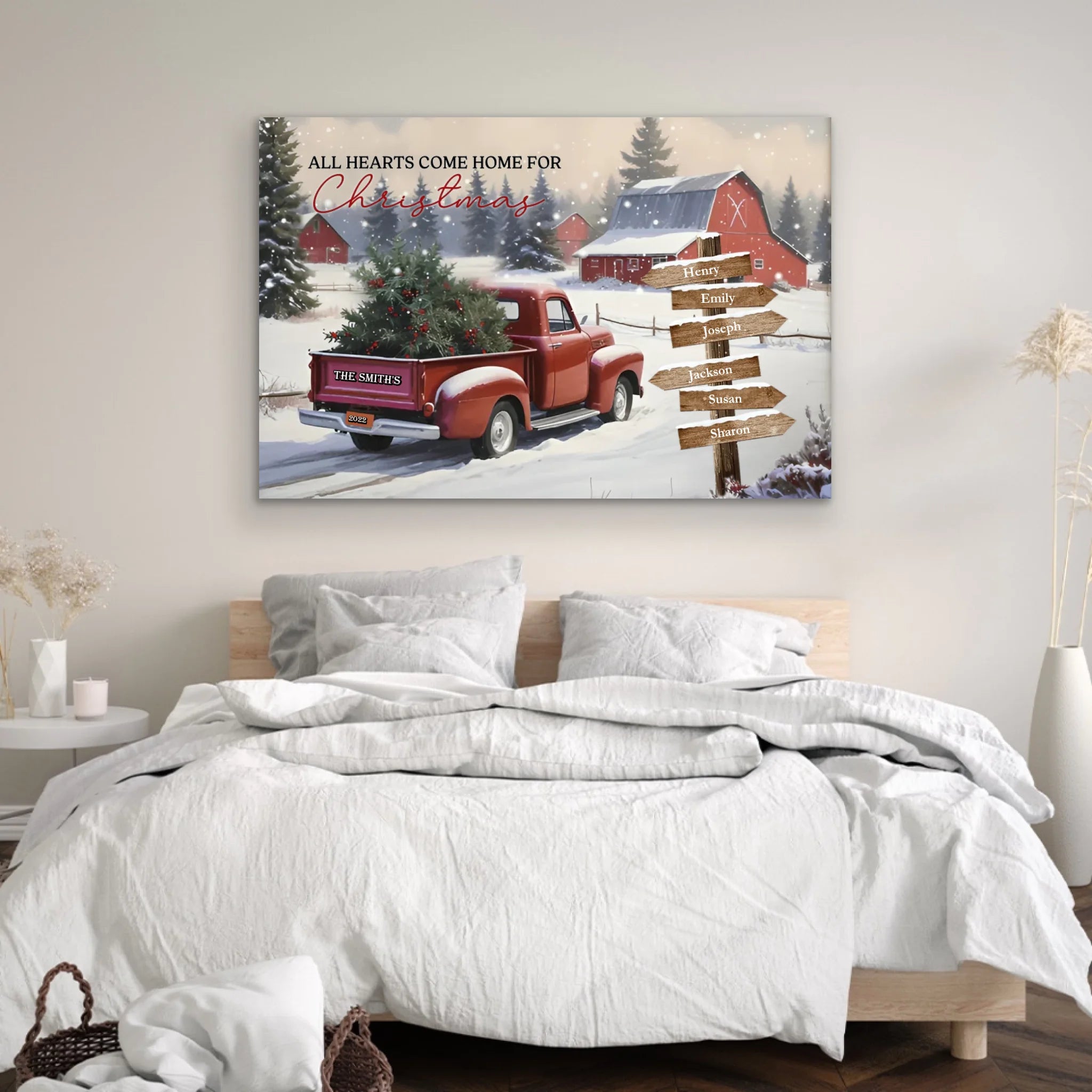Personalized Canvas – All Hearts Come Home for Christmas