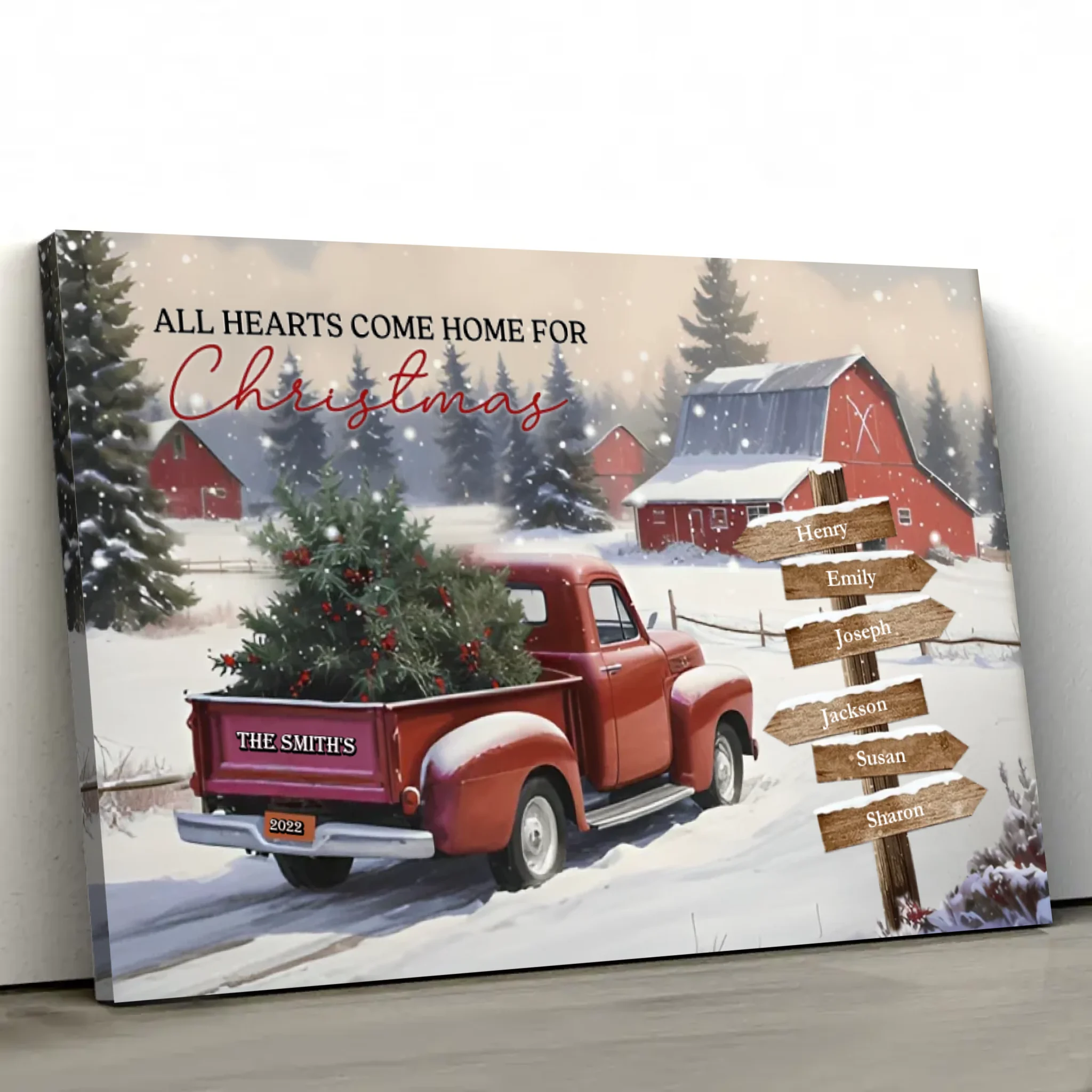 Personalized Canvas – All Hearts Come Home for Christmas