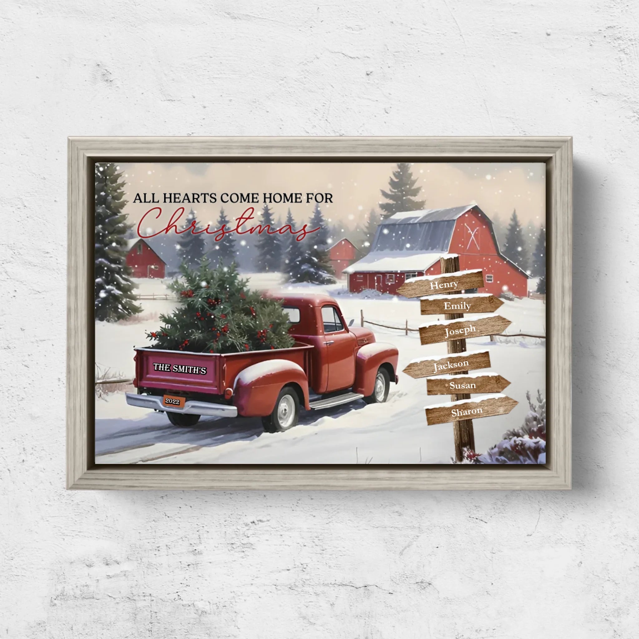 Personalized Canvas – All Hearts Come Home for Christmas