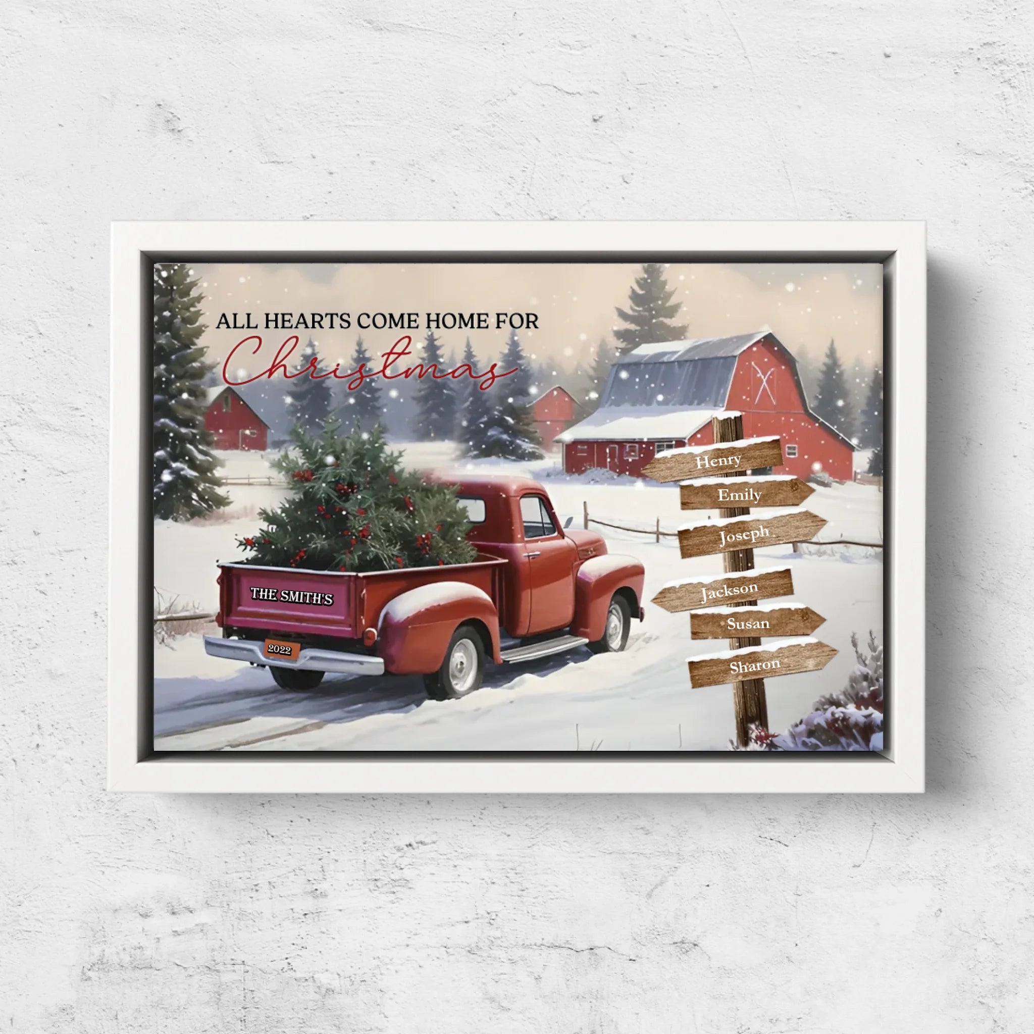 Personalized Canvas – All Hearts Come Home for Christmas