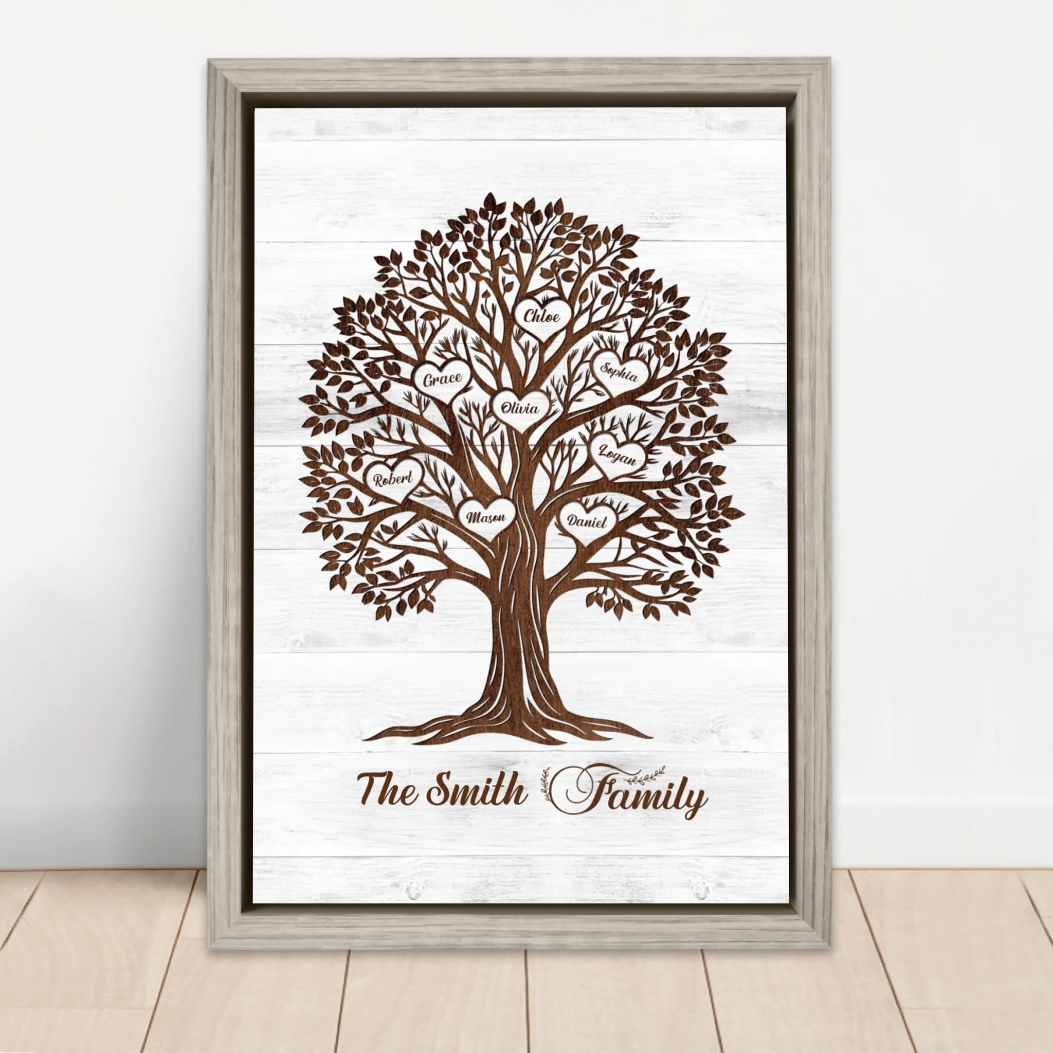 Personalized Canvas – Heart Name Family Tree