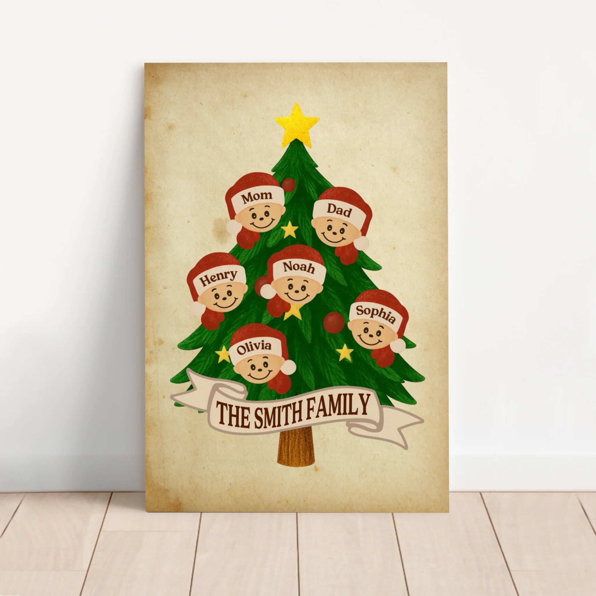 Personalized Canvas β Santa Family Name Tree