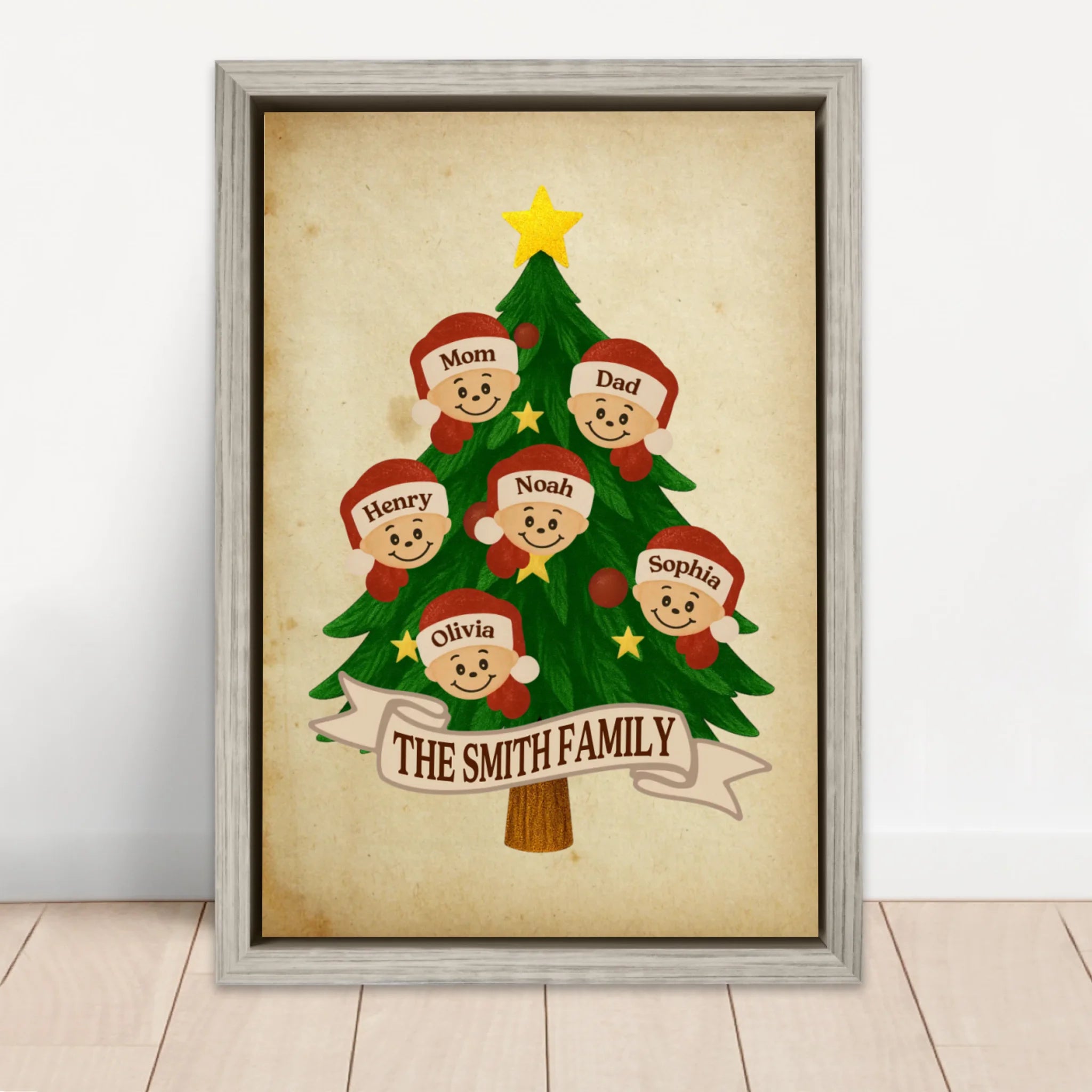 Personalized Canvas – Santa Family Name Tree