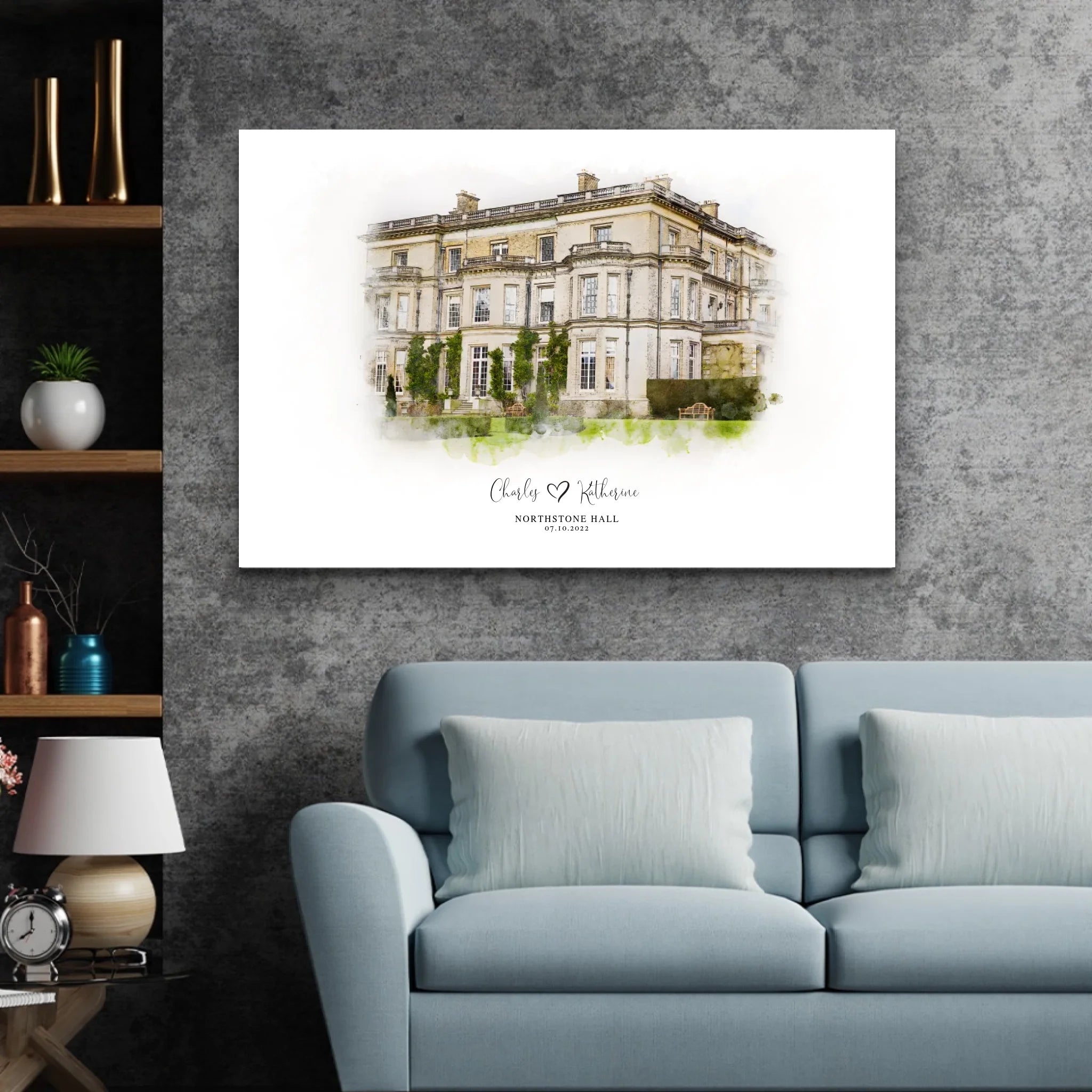 Personalized Canvas – Wedding Venue Sketch