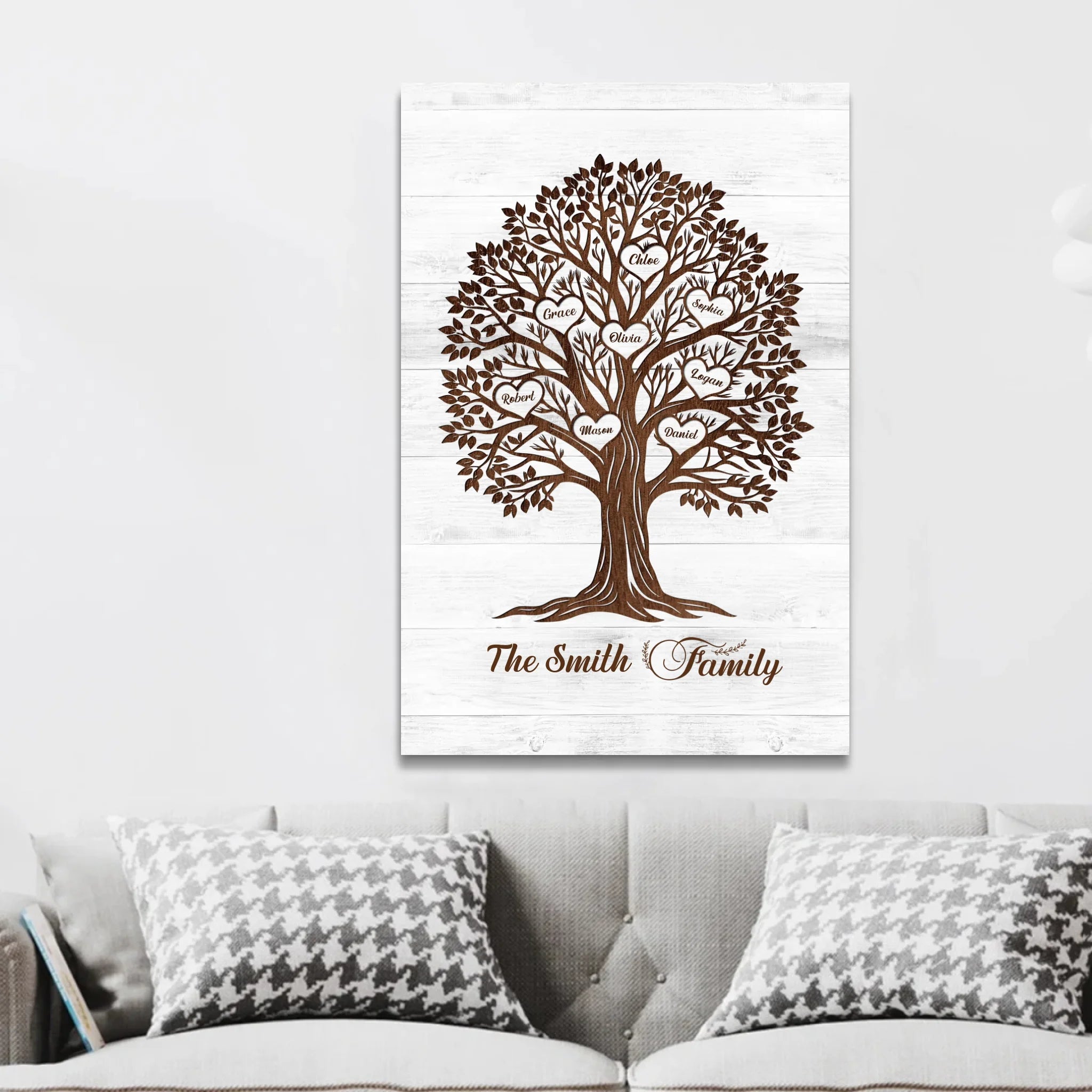 Personalized Canvas – Heart Name Family Tree