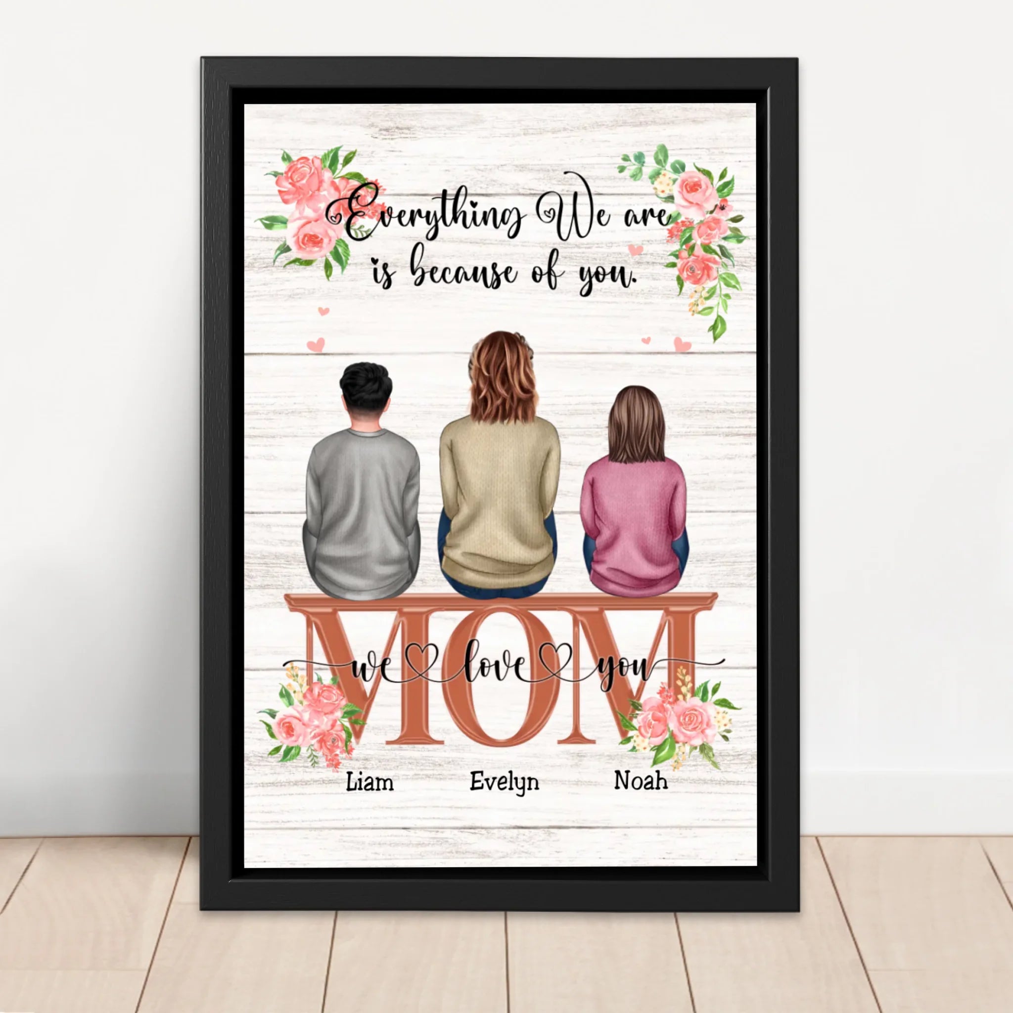 Personalized Canvas "Everything We Are Because Of You - A Gift For Mom"
