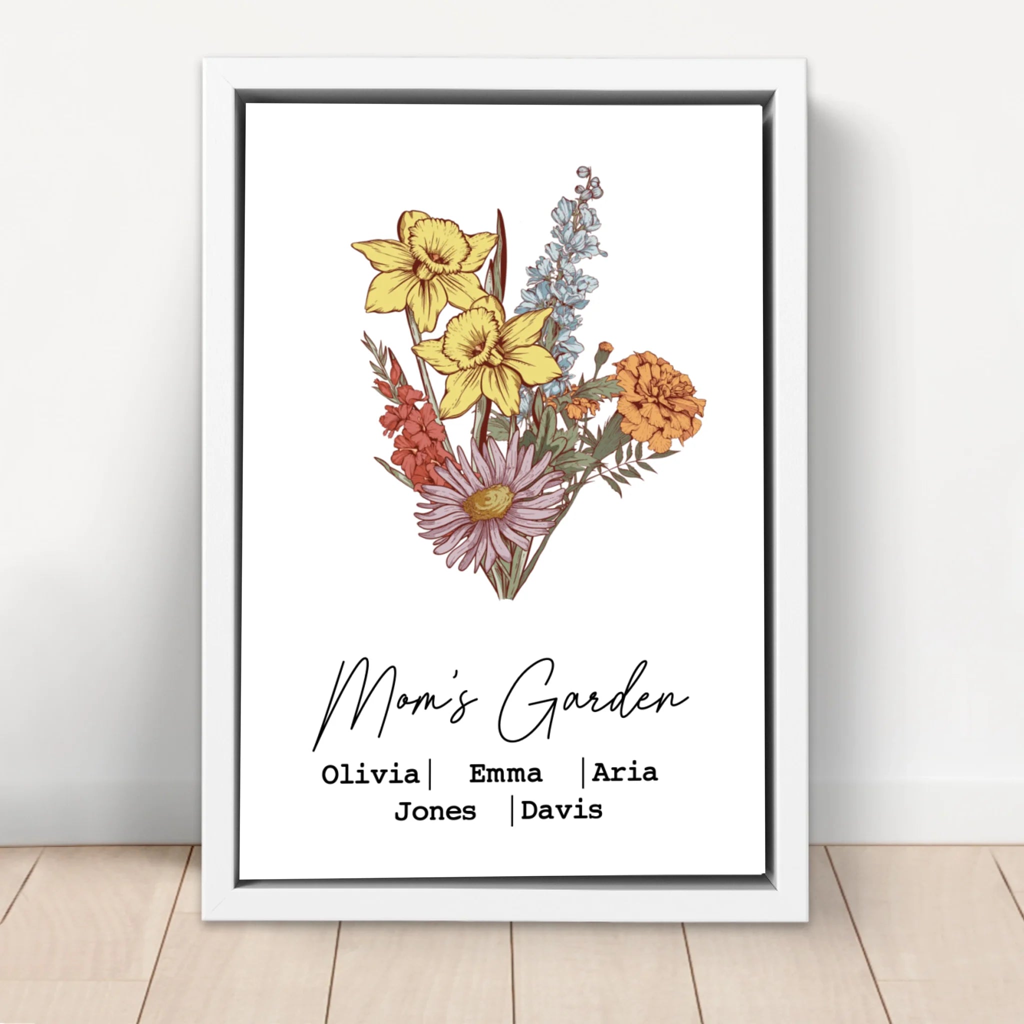 Personalized Canvas "Bouquet of birth flowers"