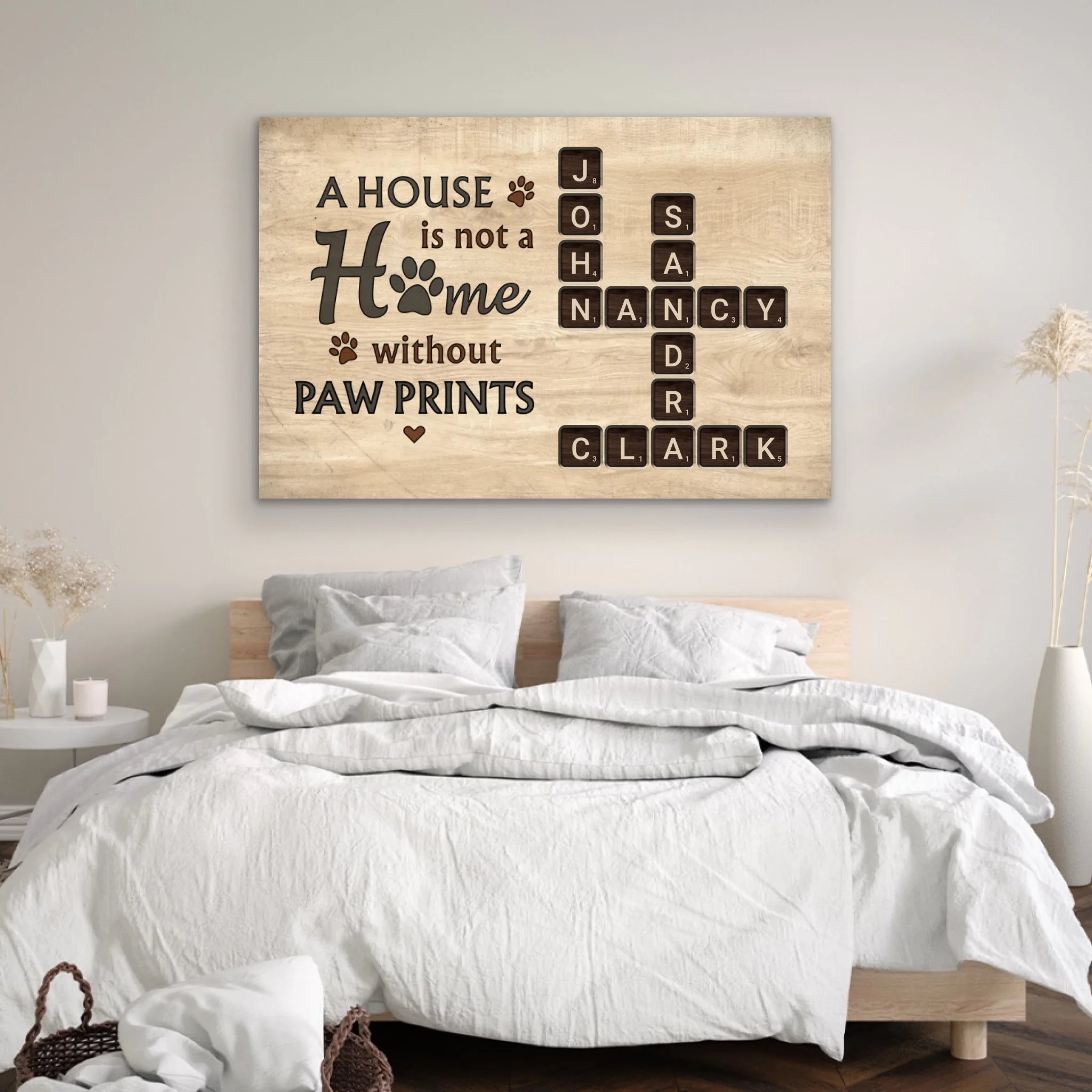 Personalized Canvas “A house is not a home without paw prints - wooden look"