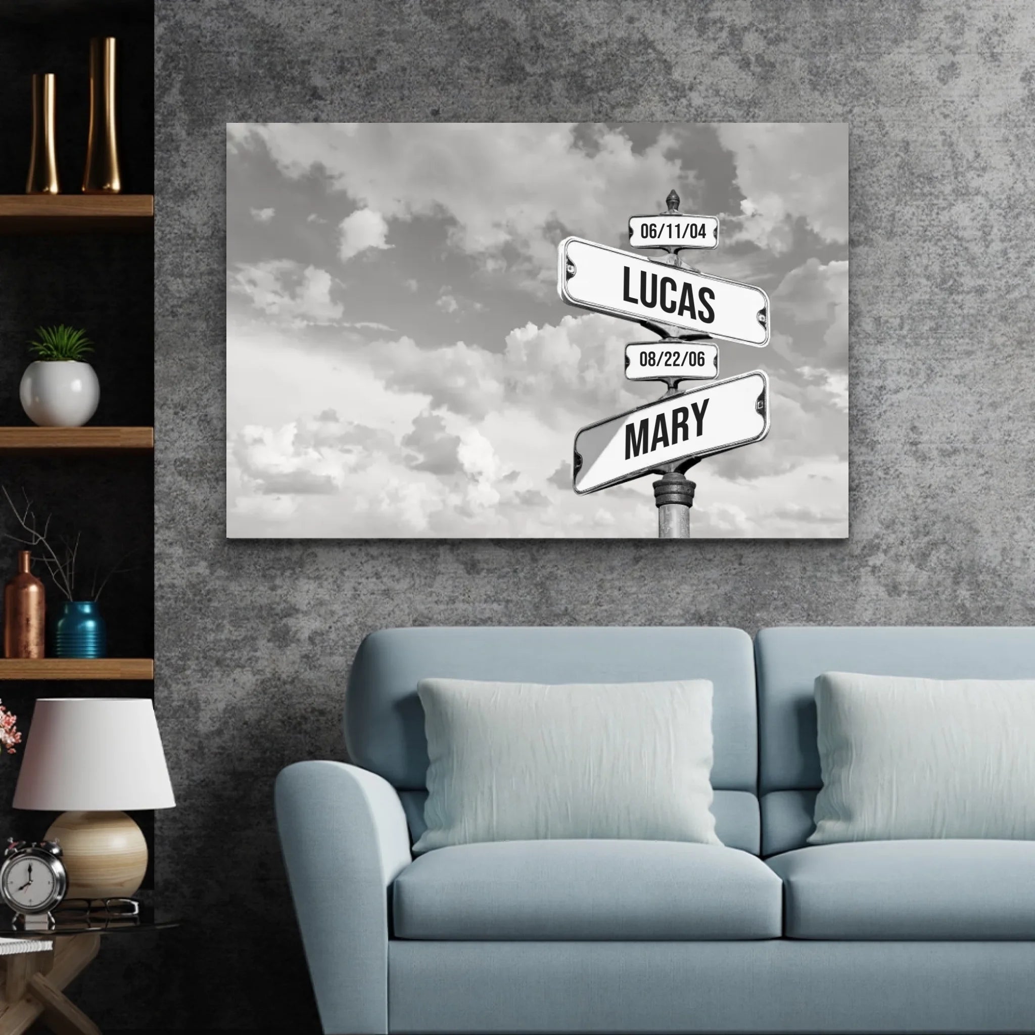 Personalized Canvas “Vintage street sign with children's date of birth - Horizontal”
