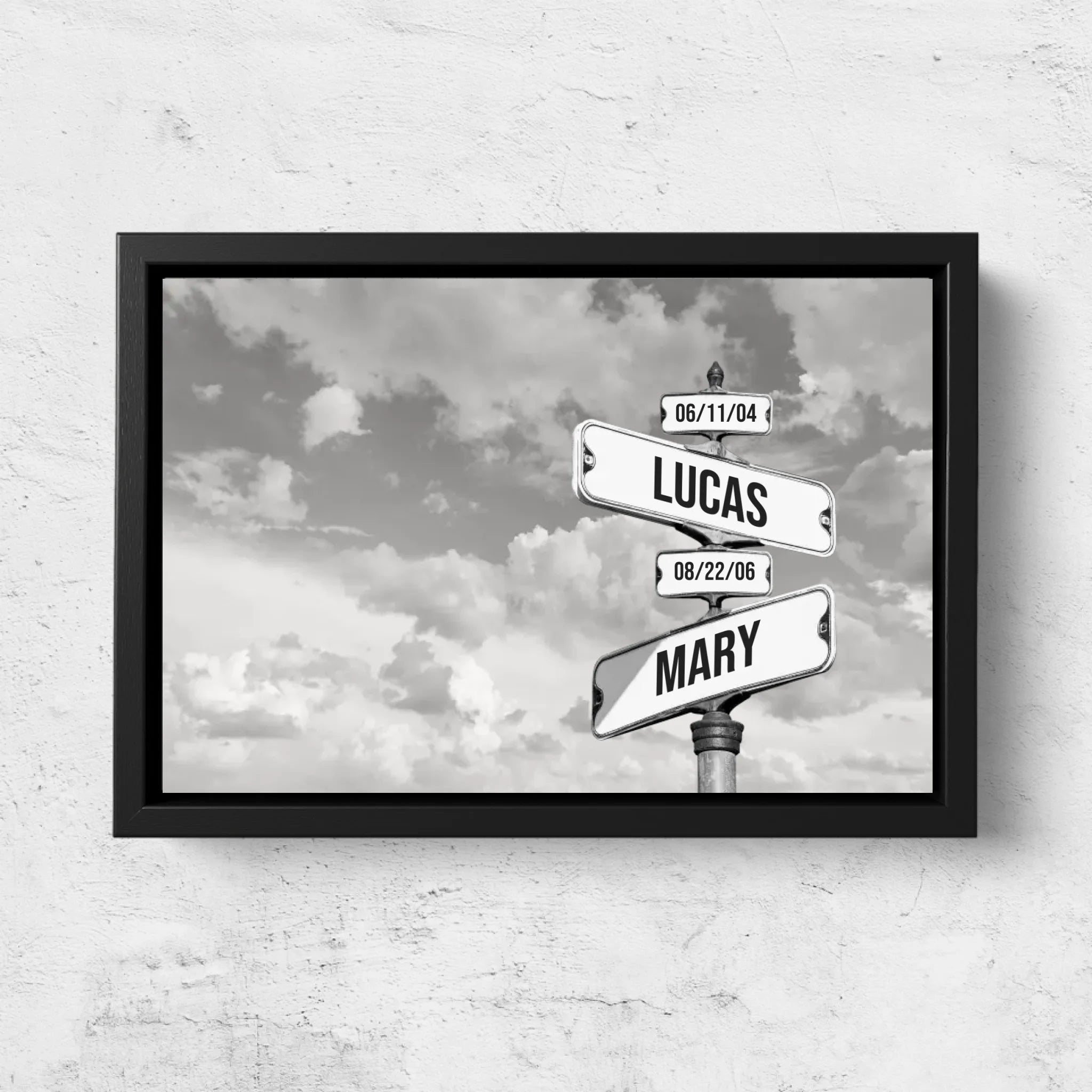 Personalized Canvas “Vintage street sign with children's date of birth - Horizontal”