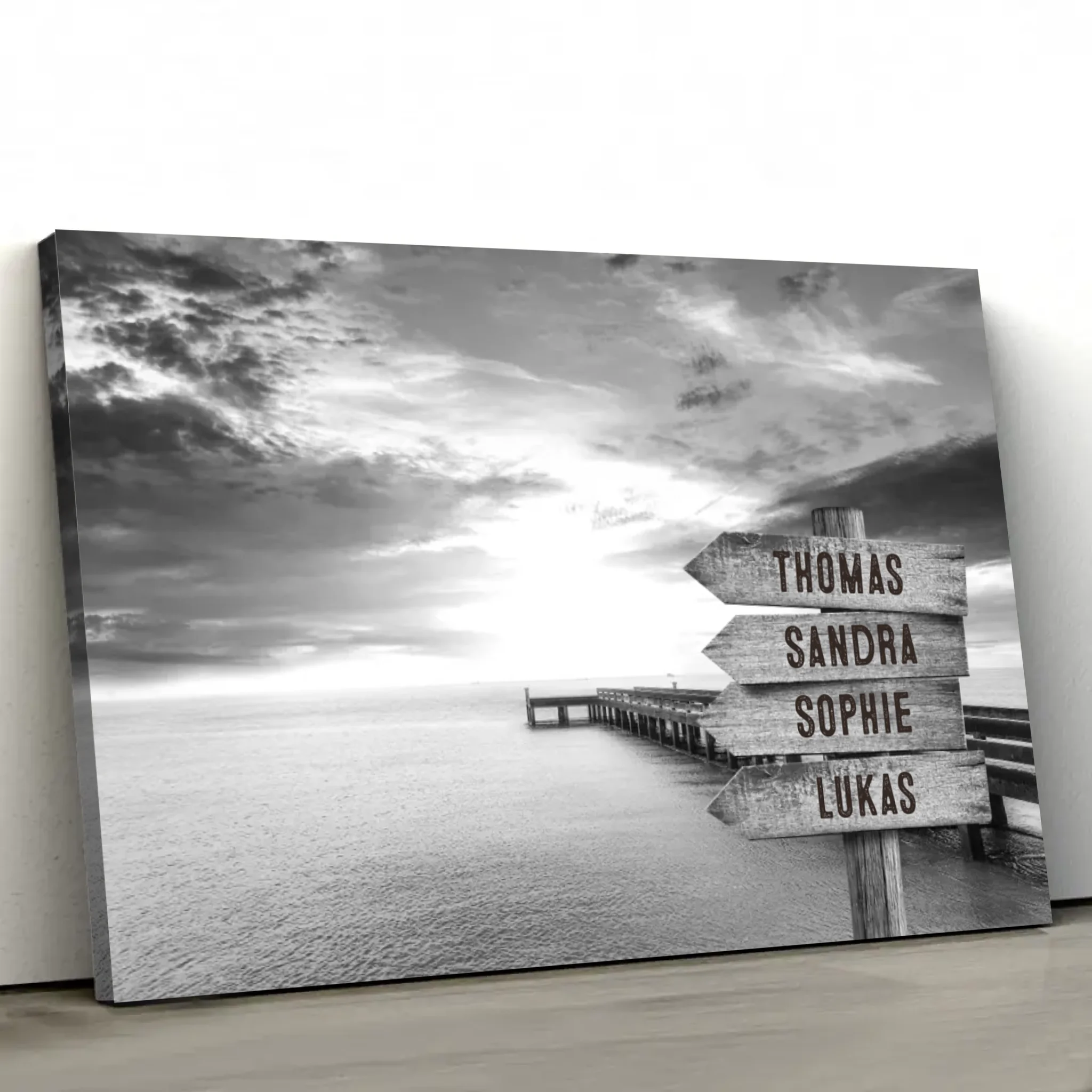 Personalized canvas “Signpost on the jetty by the sea”