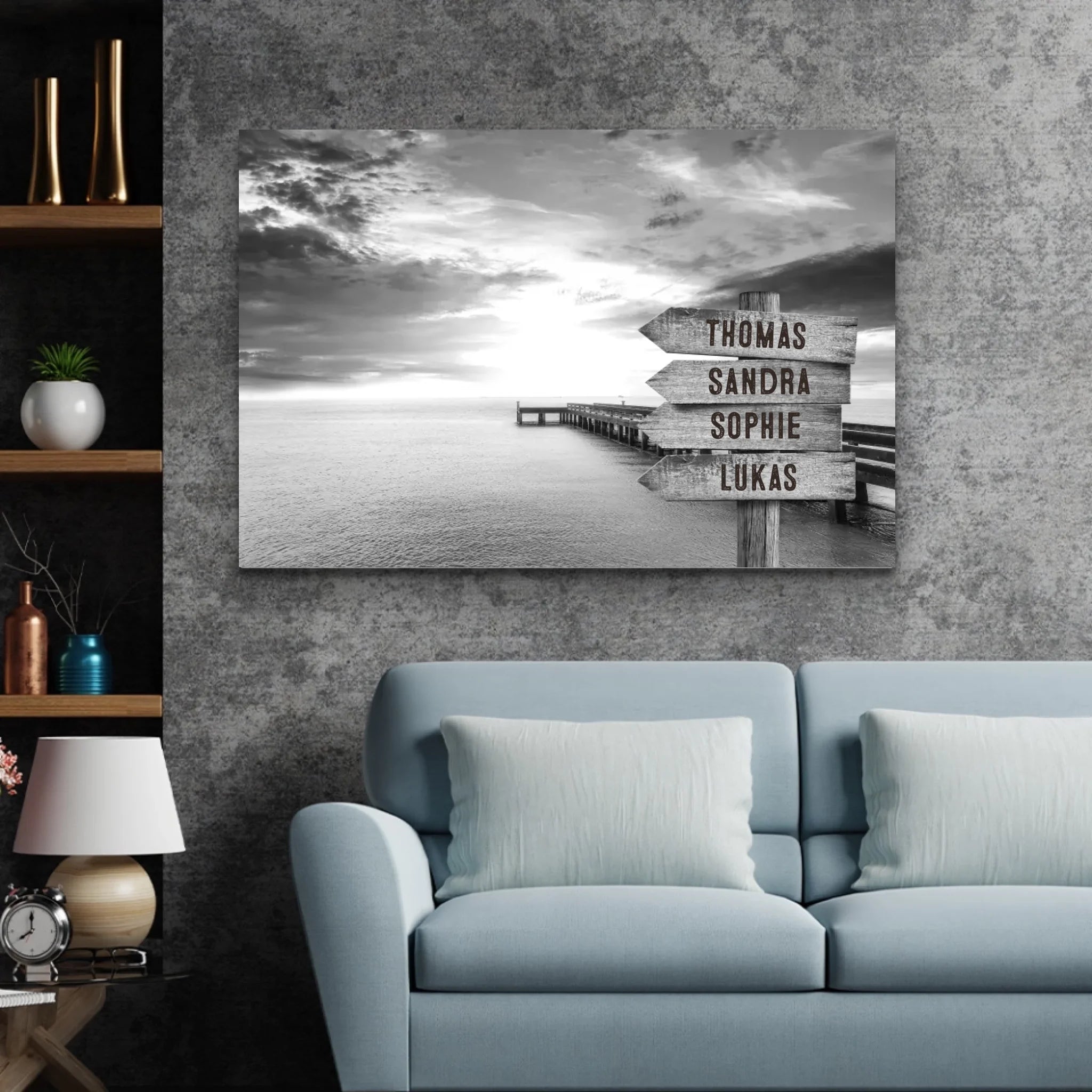 Personalized canvas “Signpost on the jetty by the sea”