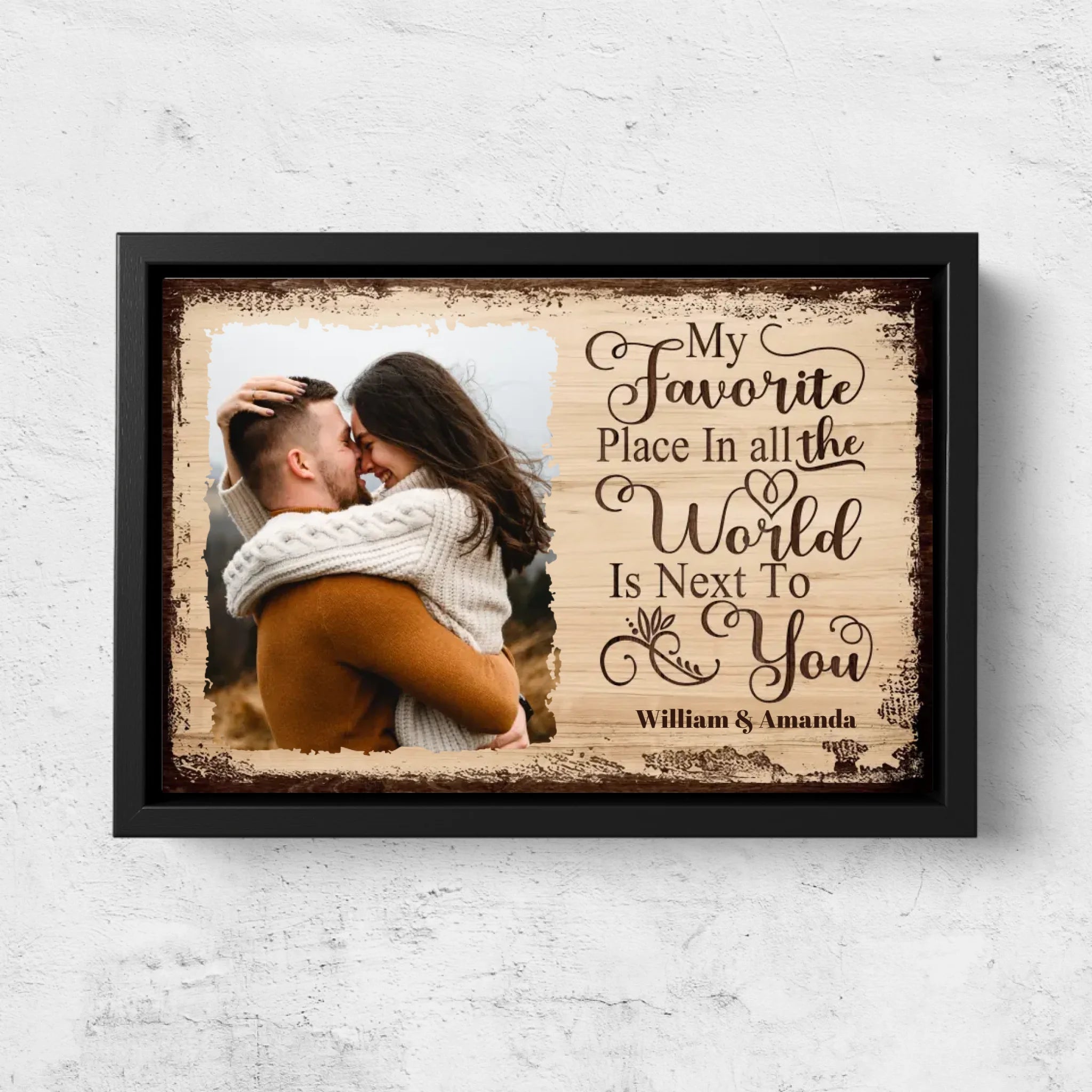 Personalized Canvas “My favorite place is next to you with picture”