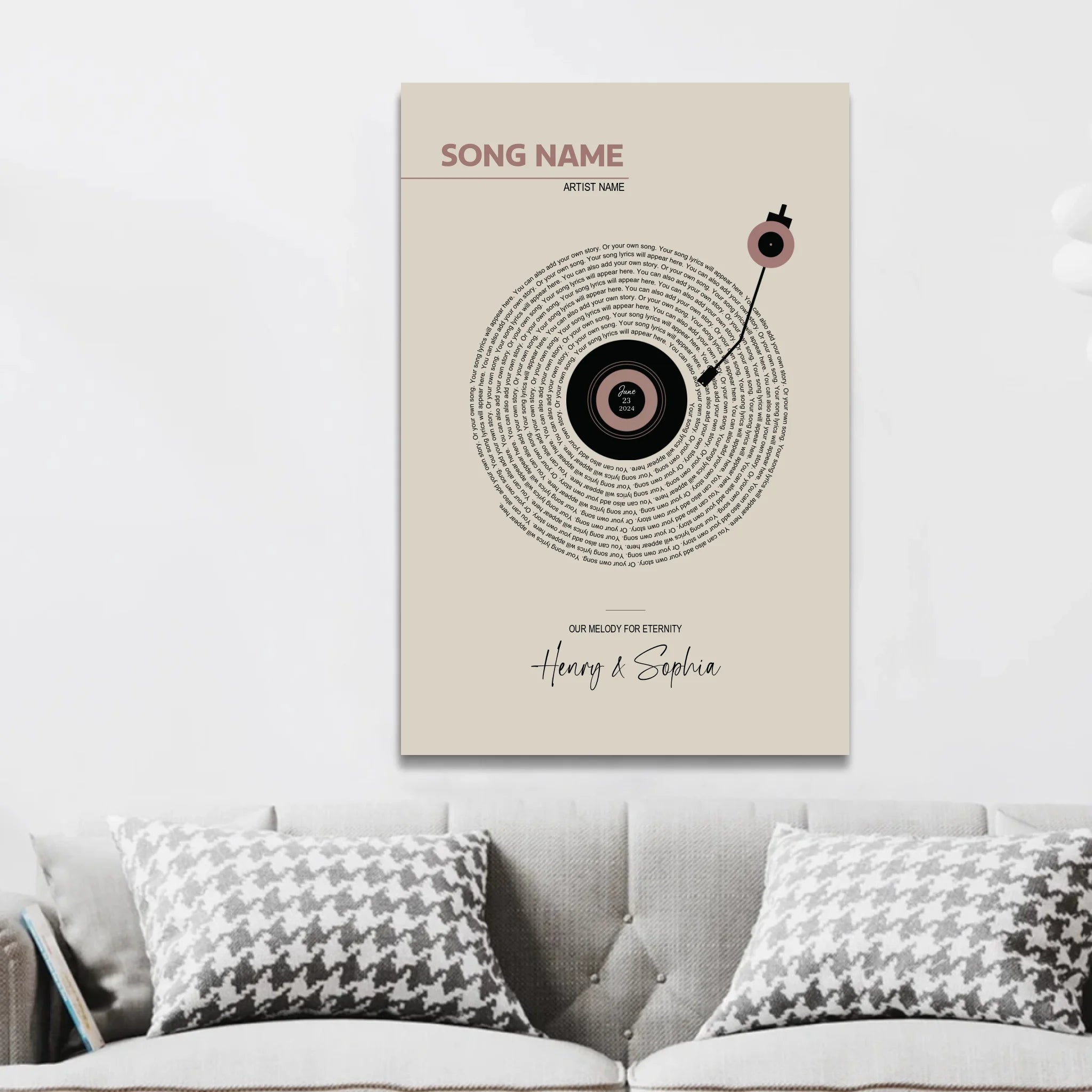 Personalized Canvas – Retro Vinyl Song Lyrics