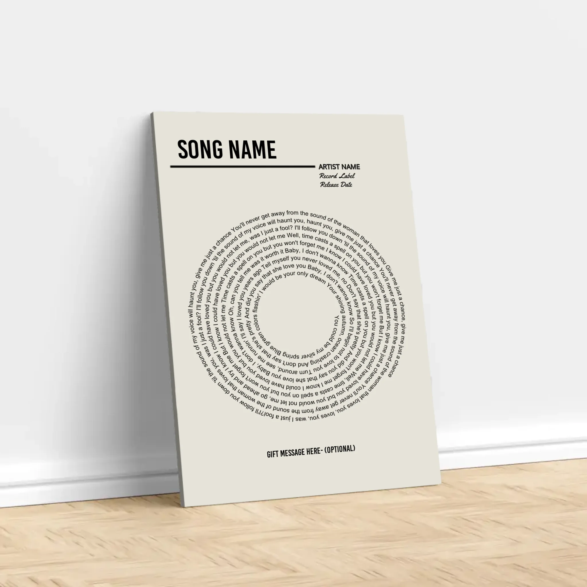 Personalized Canvas – Custom Vinyl Lyrics Print