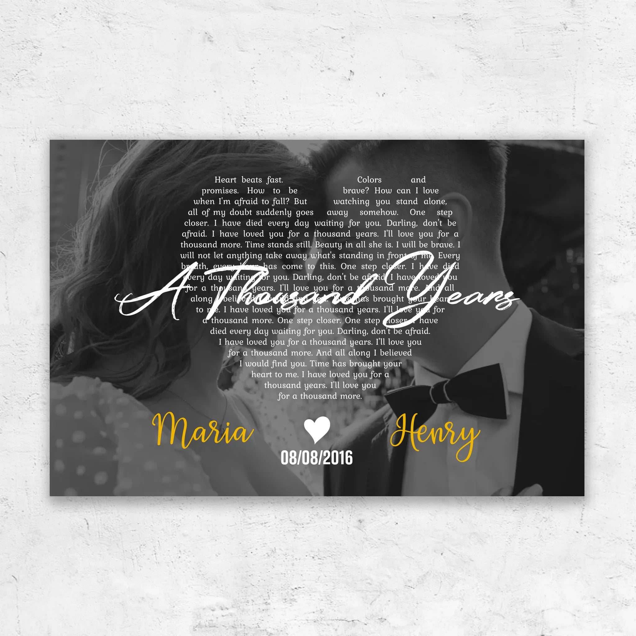 Personalized Canvas β Heart-Shaped B&W Song Lyrics