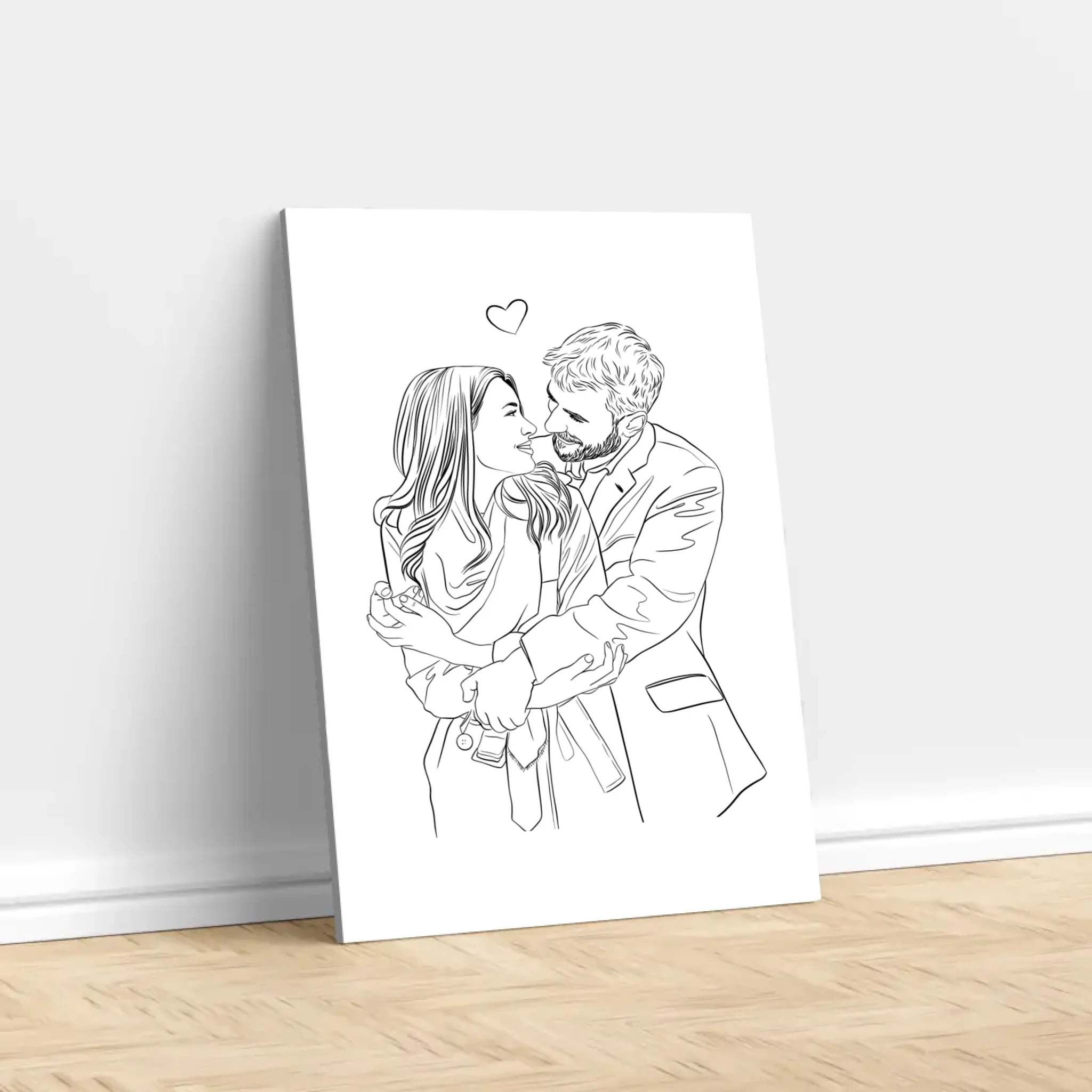Personalized Canvas – Couple Line Art Drawing