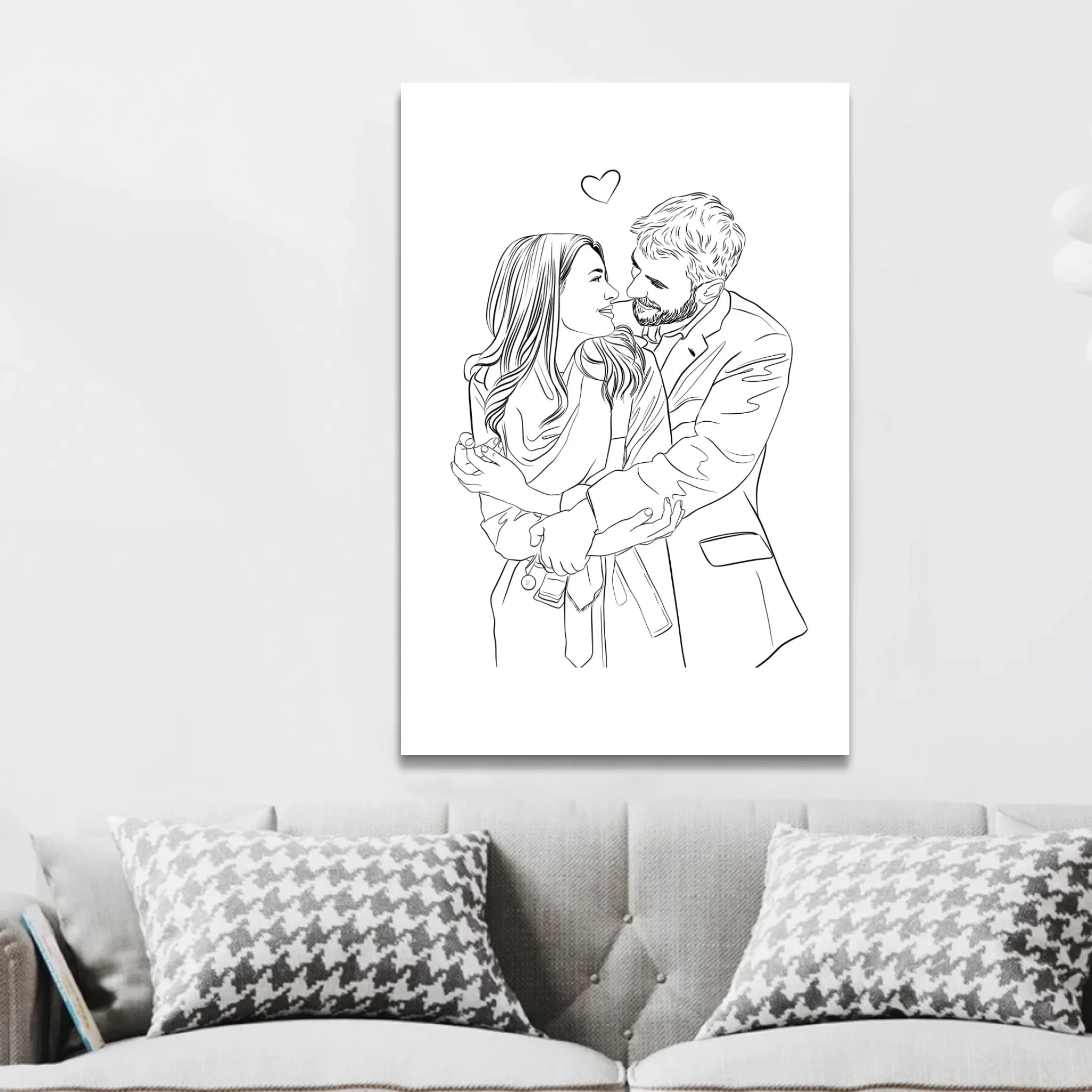 Personalized Canvas – Couple Line Art Drawing