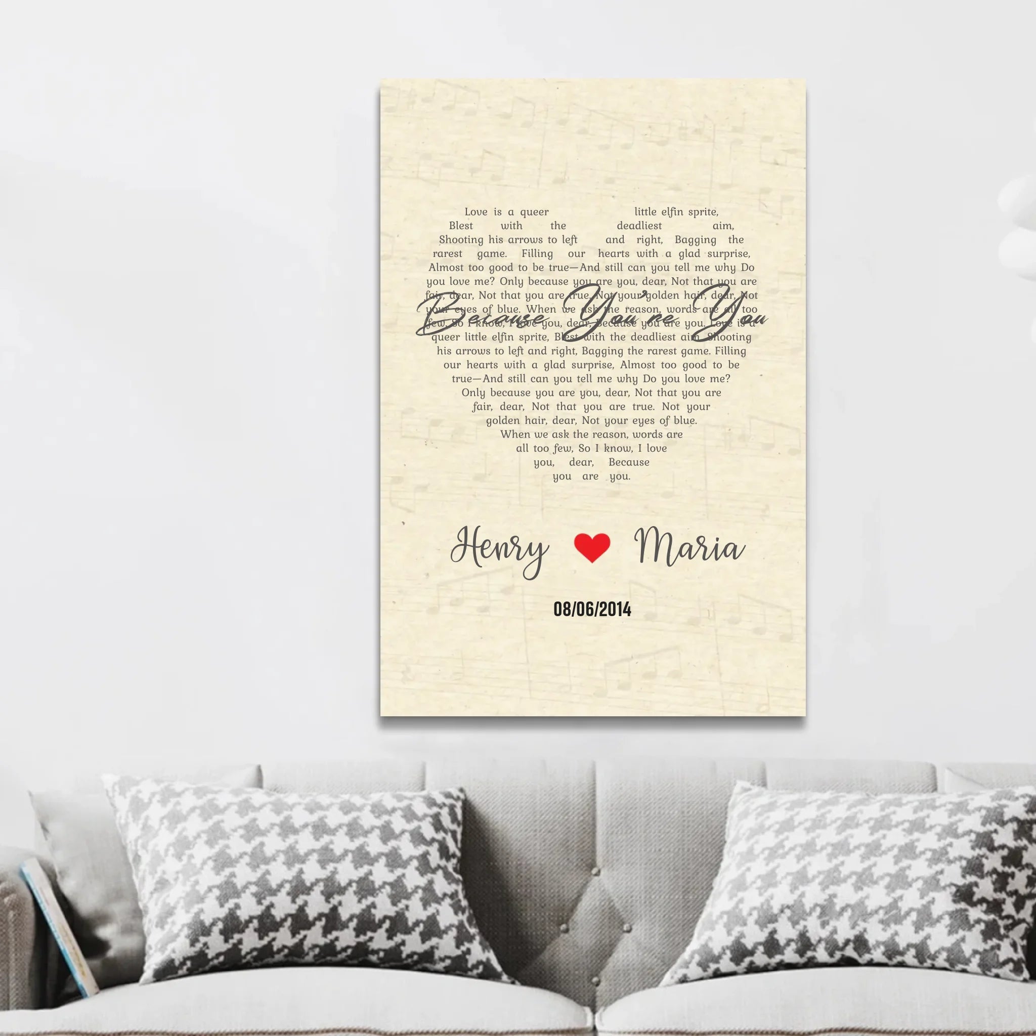 Personalized Canvas – Custom Heart-Shaped Song-Vertical