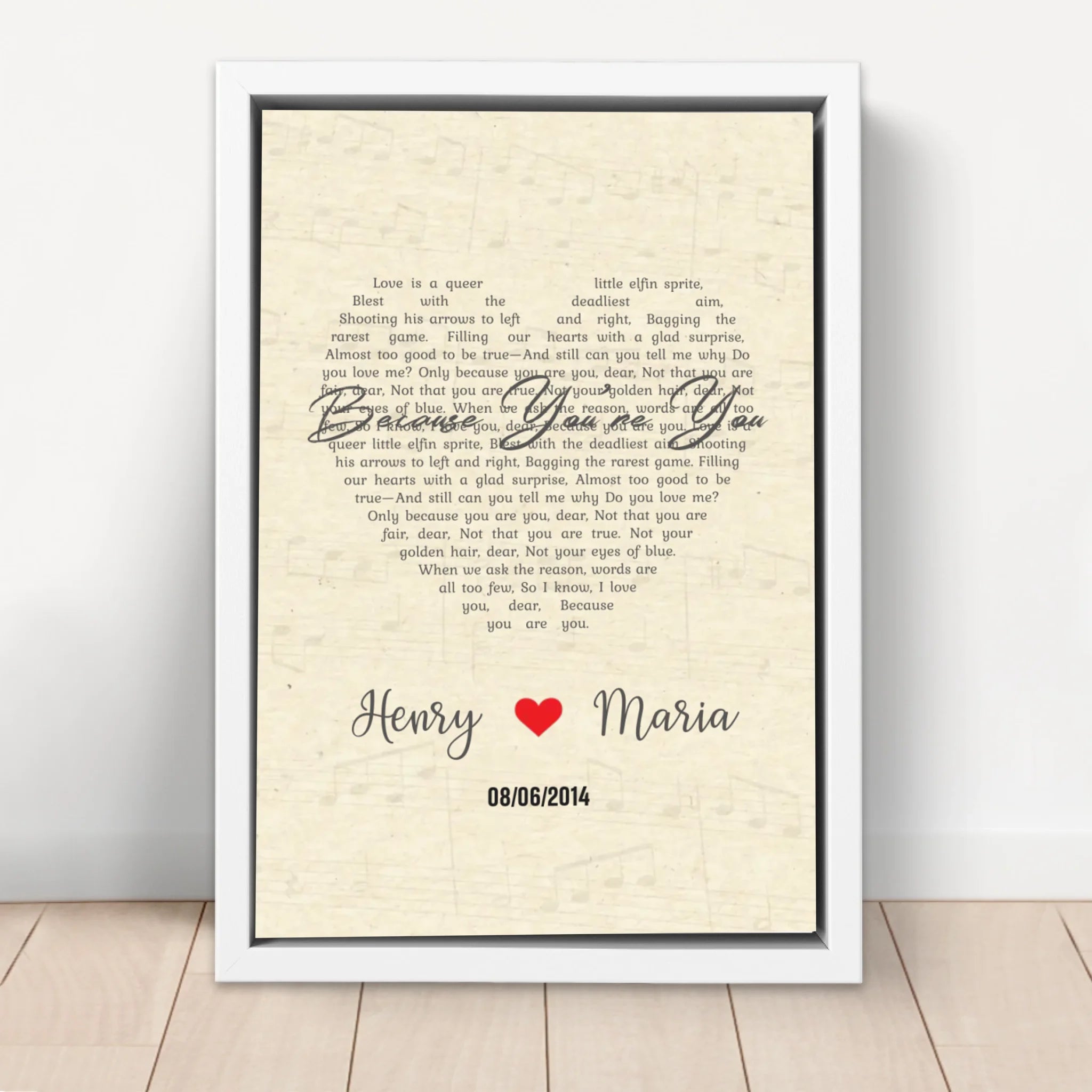 Personalized Canvas – Custom Heart-Shaped Song-Vertical