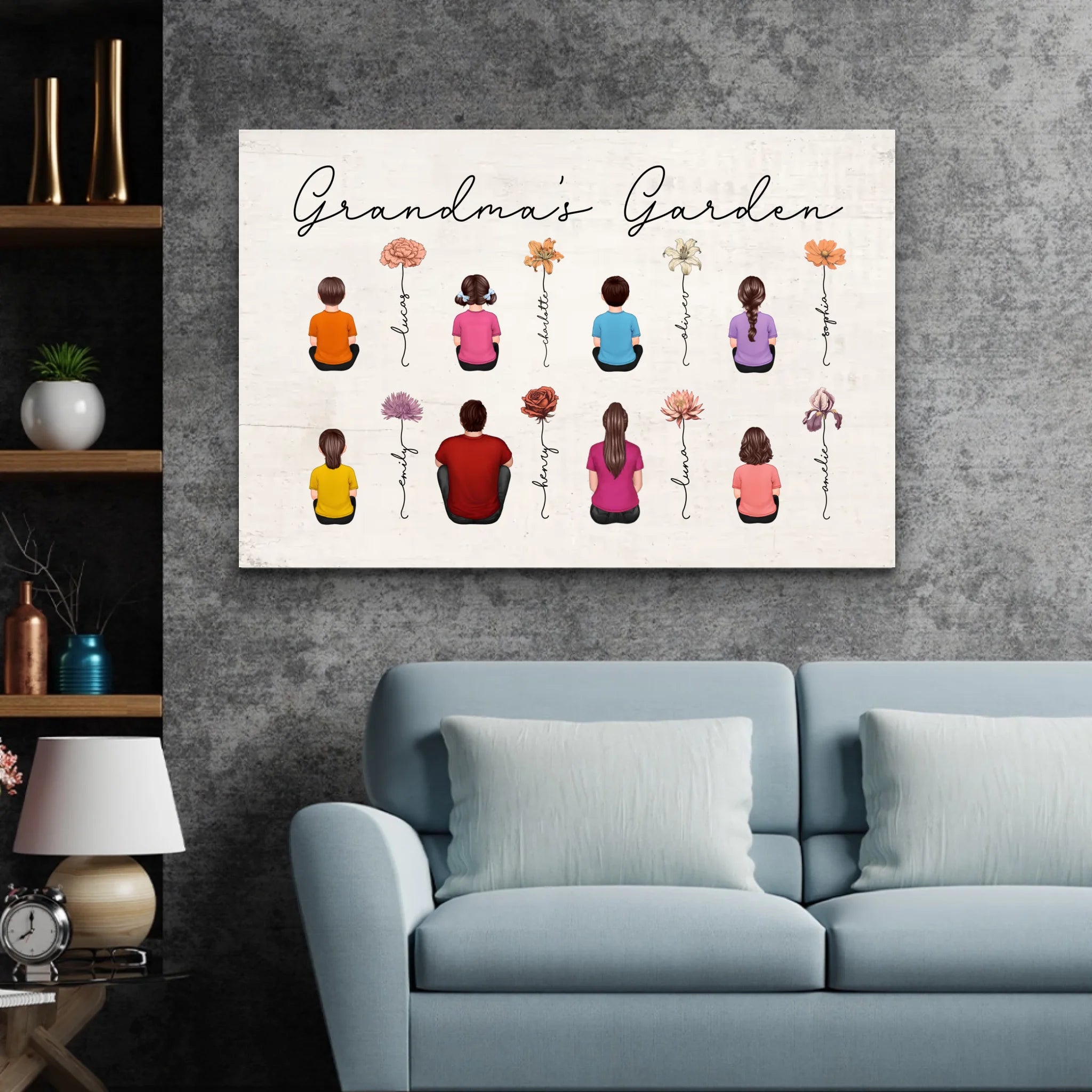 Personalized Canvas – Vintage Birth Month Flowers Garden