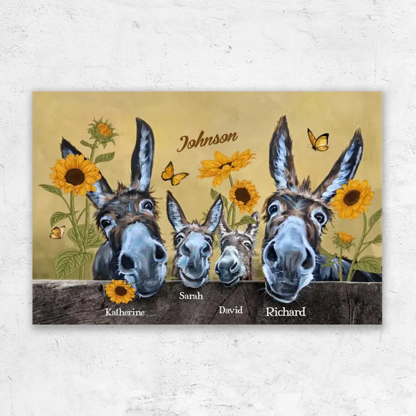 Personalized Canvas "Donkey Family"