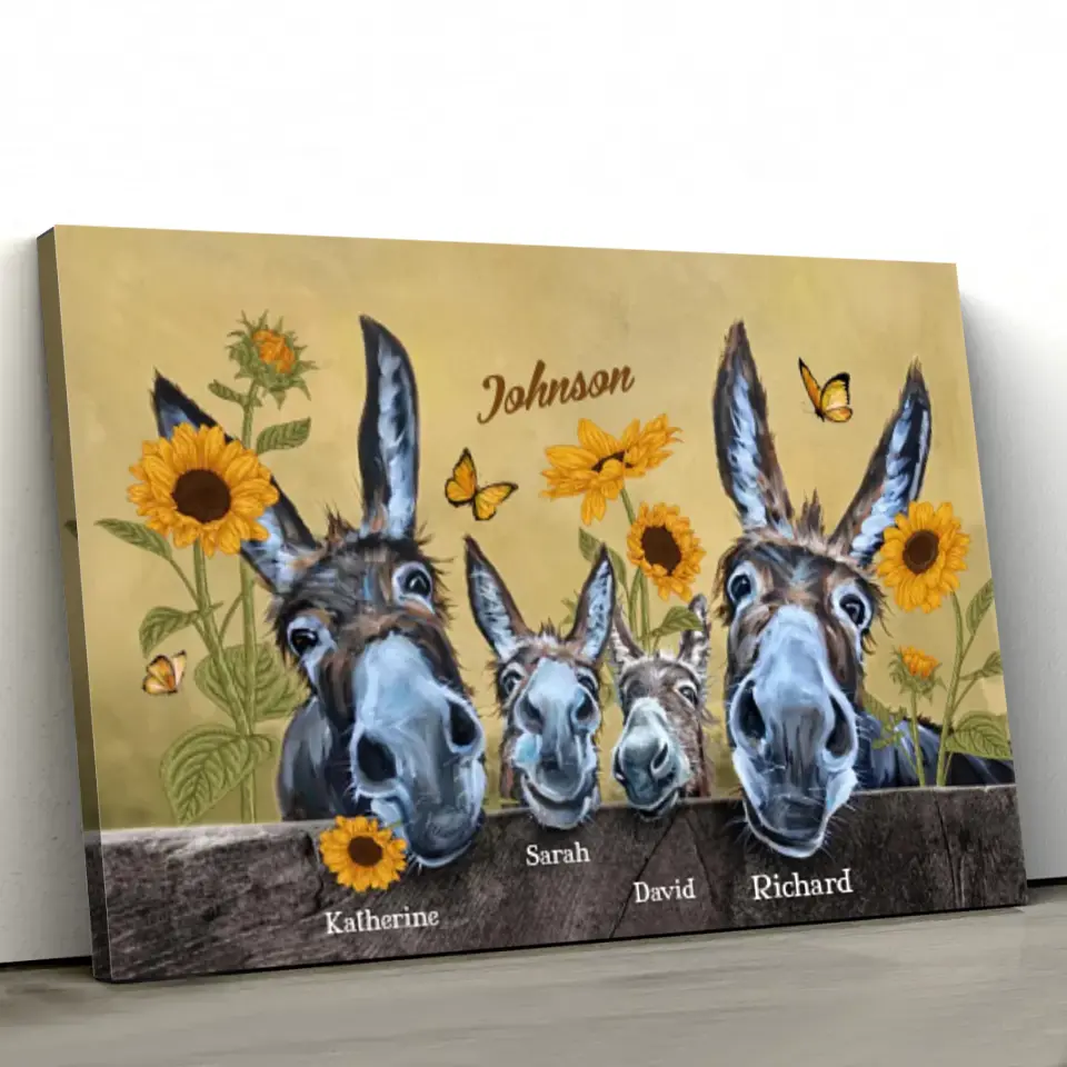 Personalized Canvas "Donkey Family"