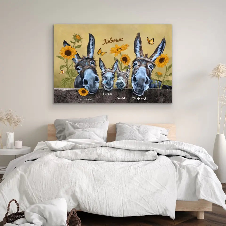 Personalized Canvas "Donkey Family"