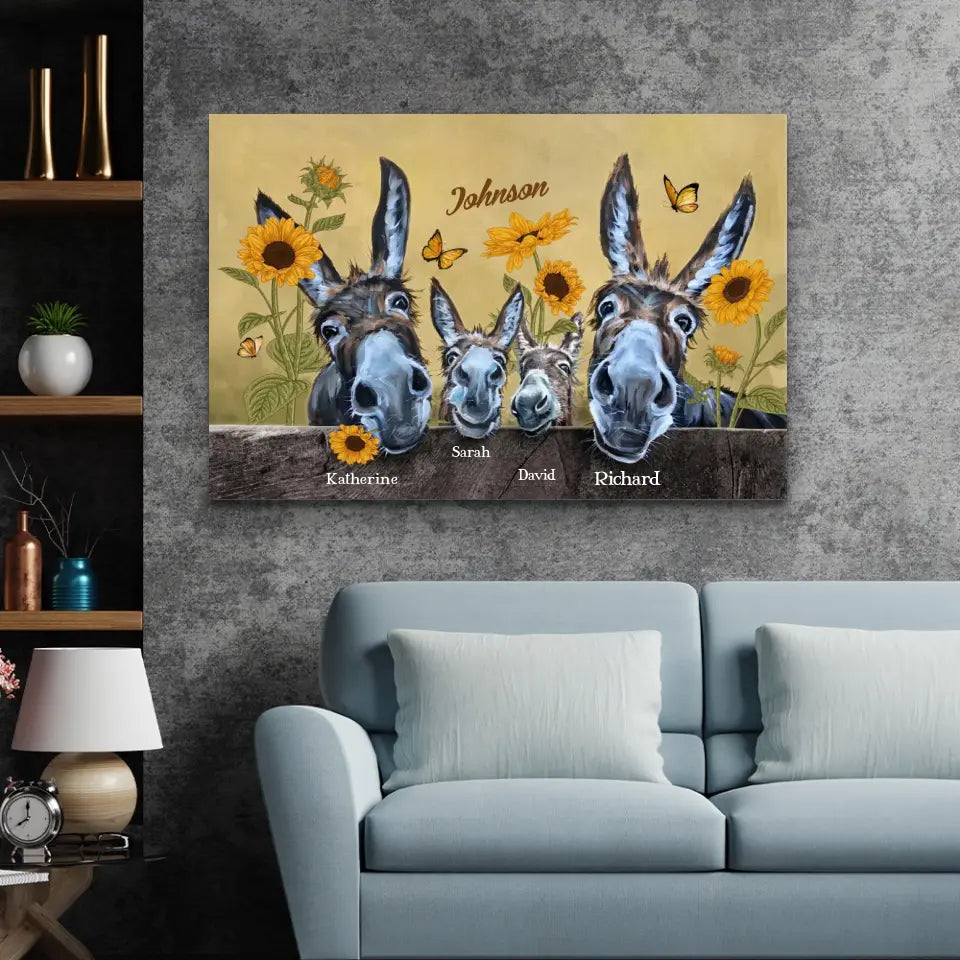 Personalized Canvas "Donkey Family"