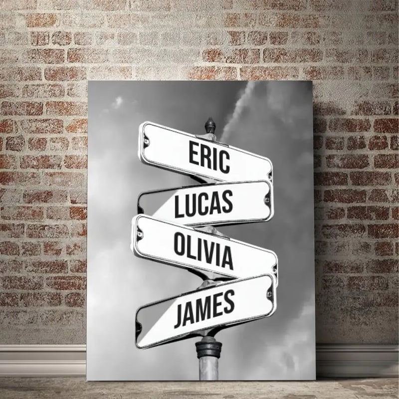 Personalized Canvas "Vintage street sign for families"
