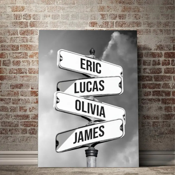 Personalized Canvas "Vintage street sign for families"