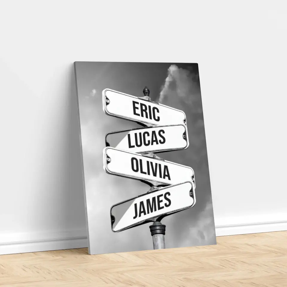 Personalized Canvas "Vintage street sign for families"