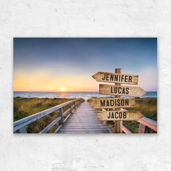 Personalized Canvas "Shared Signpost at the beach path"