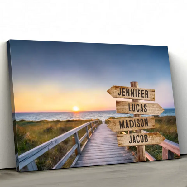 Personalized Canvas "Shared Signpost at the beach path"