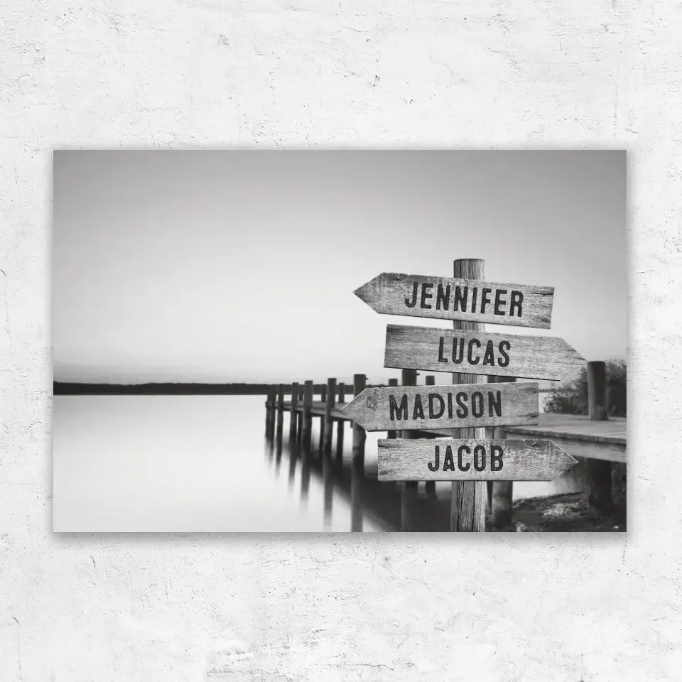 Personalized Canvas "Shared Signpost at the Lake"