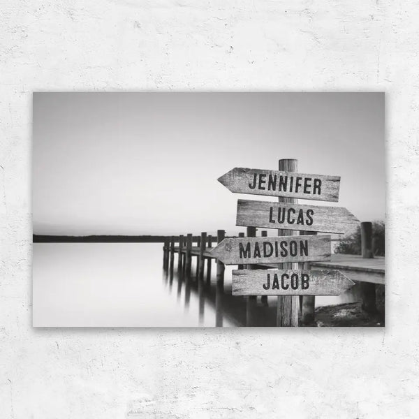 Personalized Canvas "Shared Signpost at the Lake“