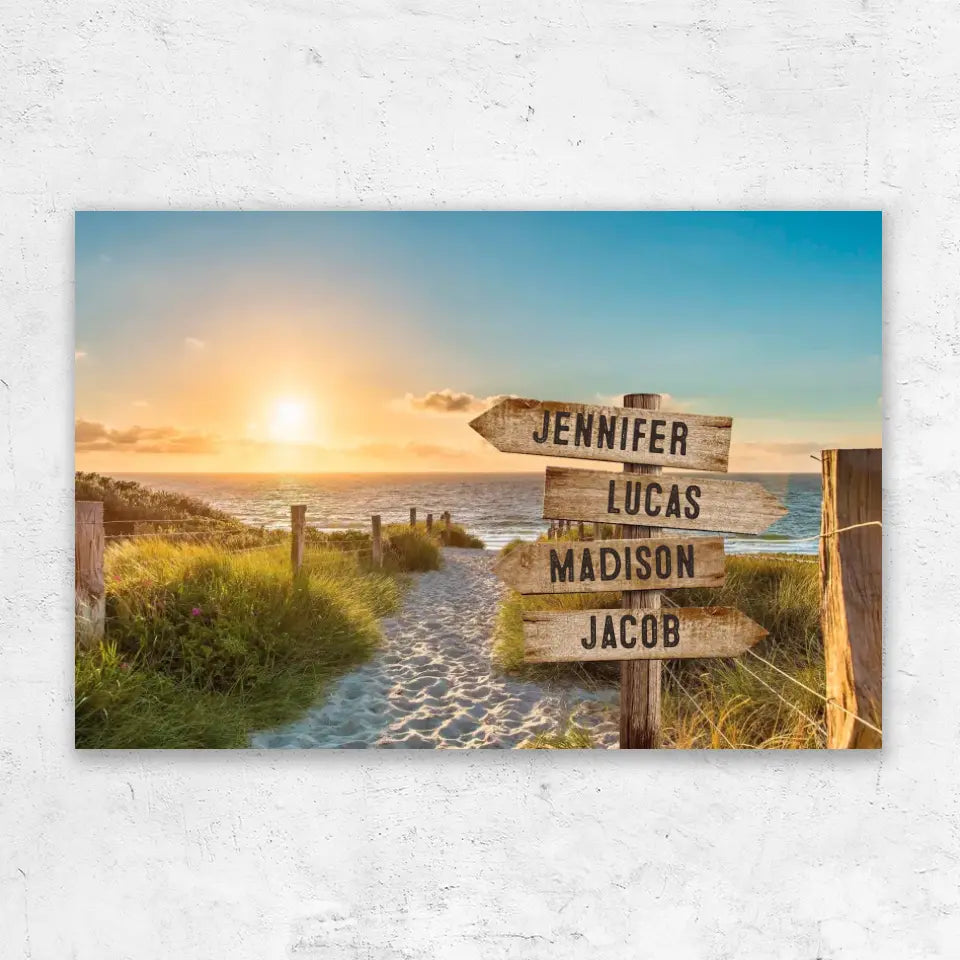 Personalized Canvas "Shared Signpost at the Beach"